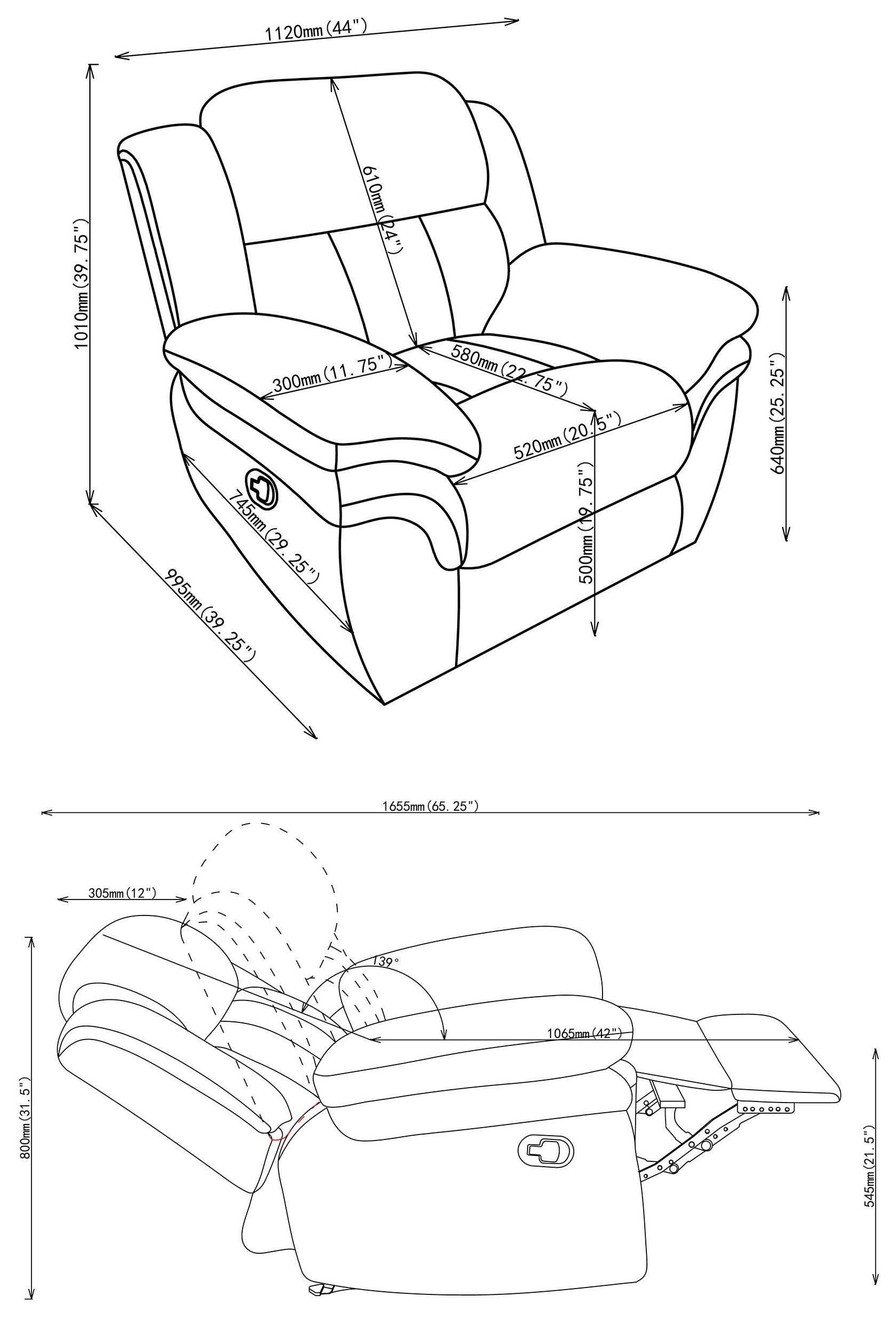 Bahrain Charcoal Performance Fabric Glider Recliner