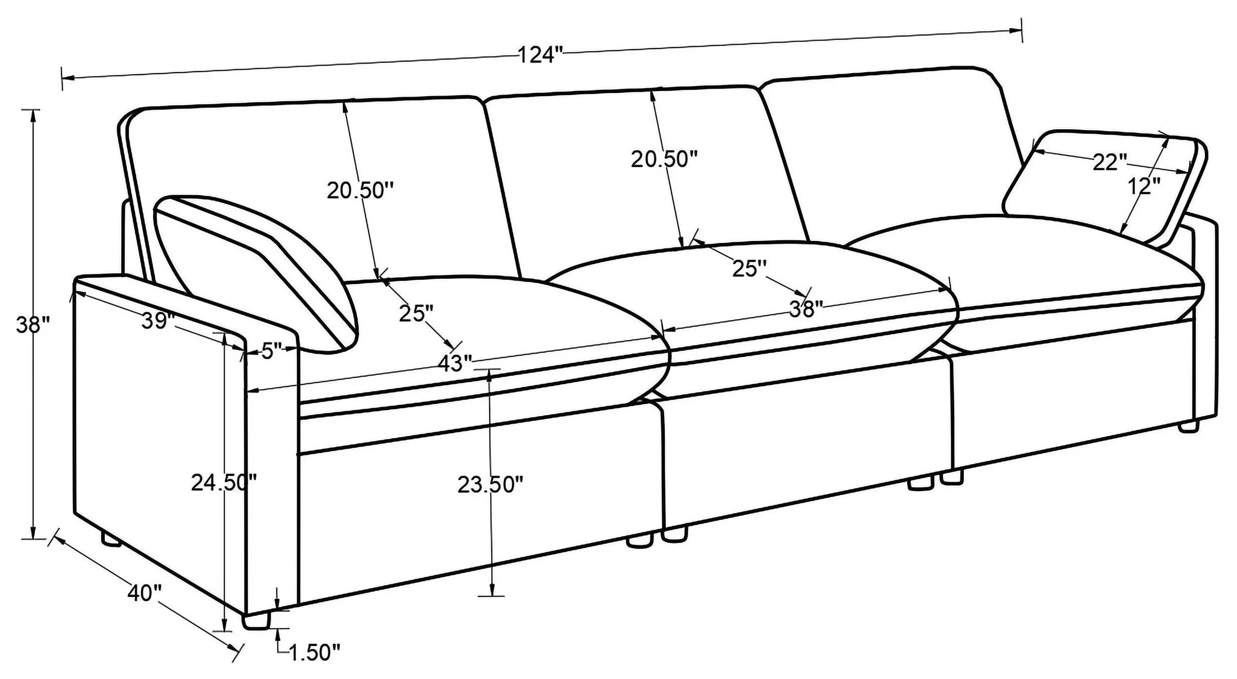 Collins Gray Modular 124" Power Reclining Sofa