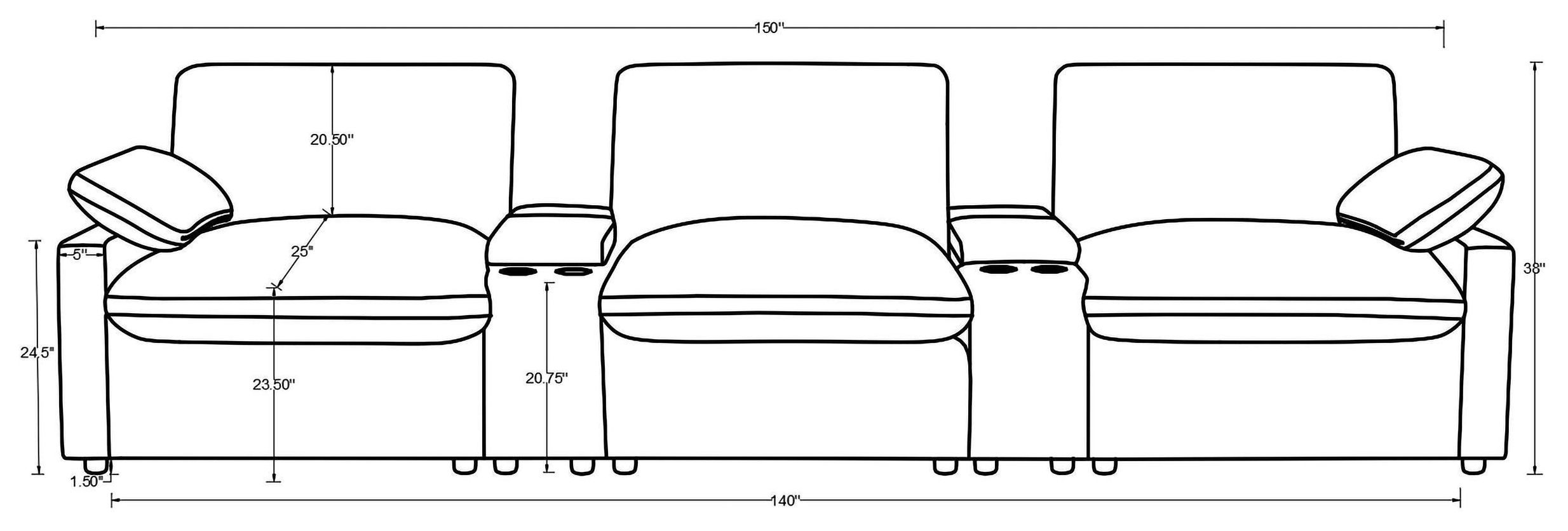 Collins Gray 5 Piece Power Reclining Home Theater Seating