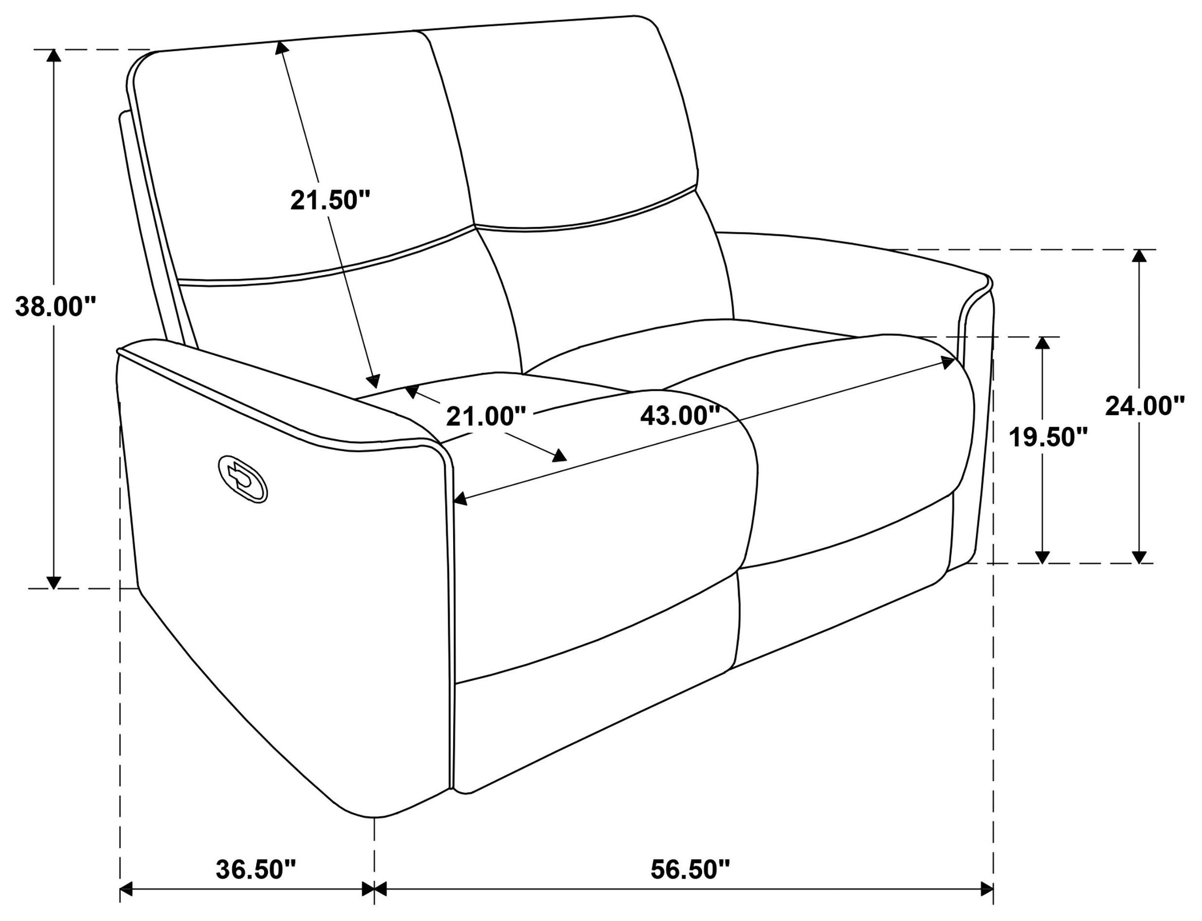 Navarro Dark Brown 57" Motion Loveseat