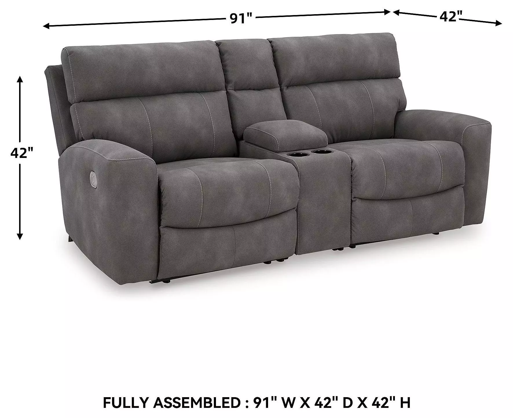Next-Gen DuraPella Slate Performance Fabric Modular 91" Power Reclining Console Loveseat