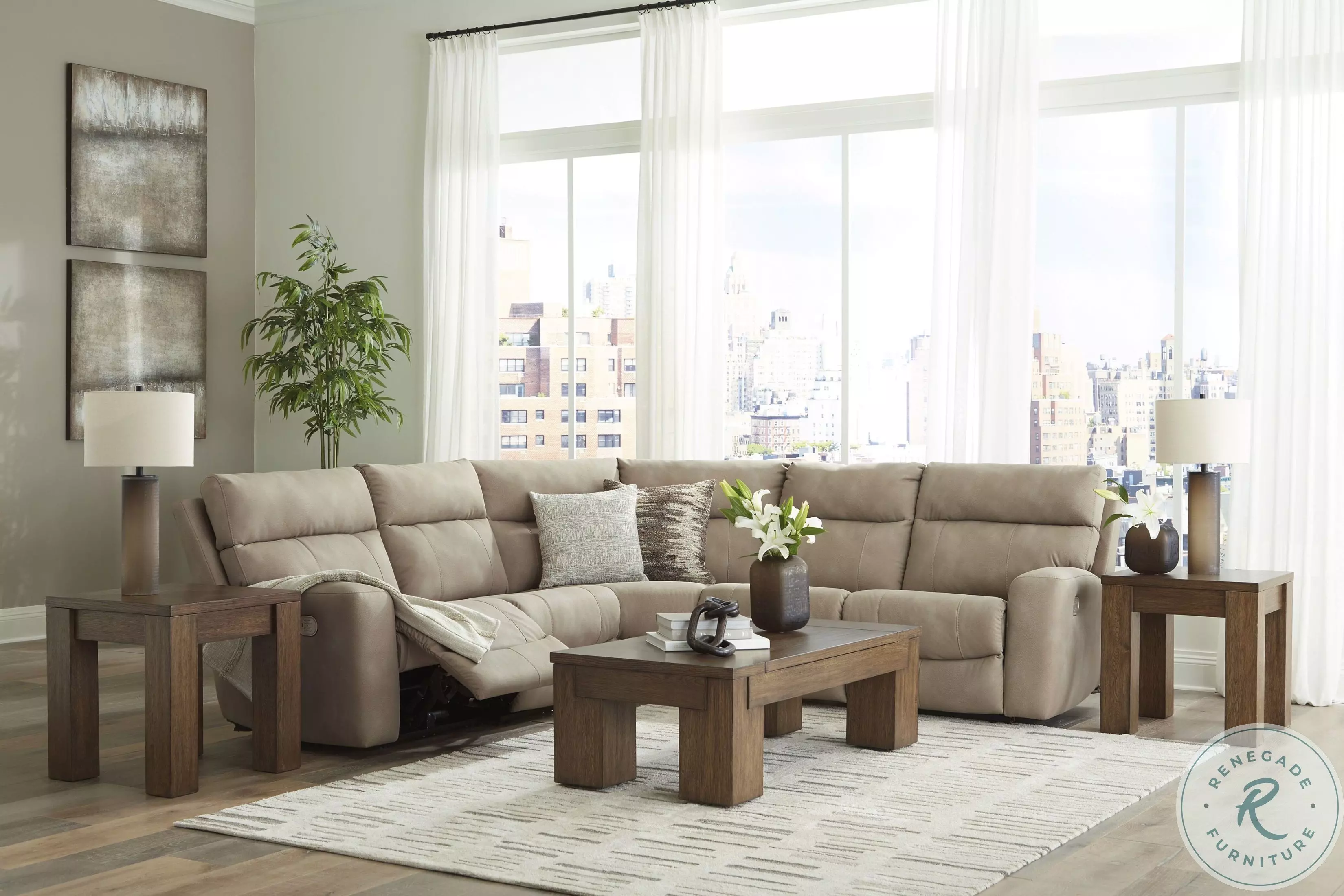 Next-Gen DuraPella Sand Modular Power Reclining Sectional From