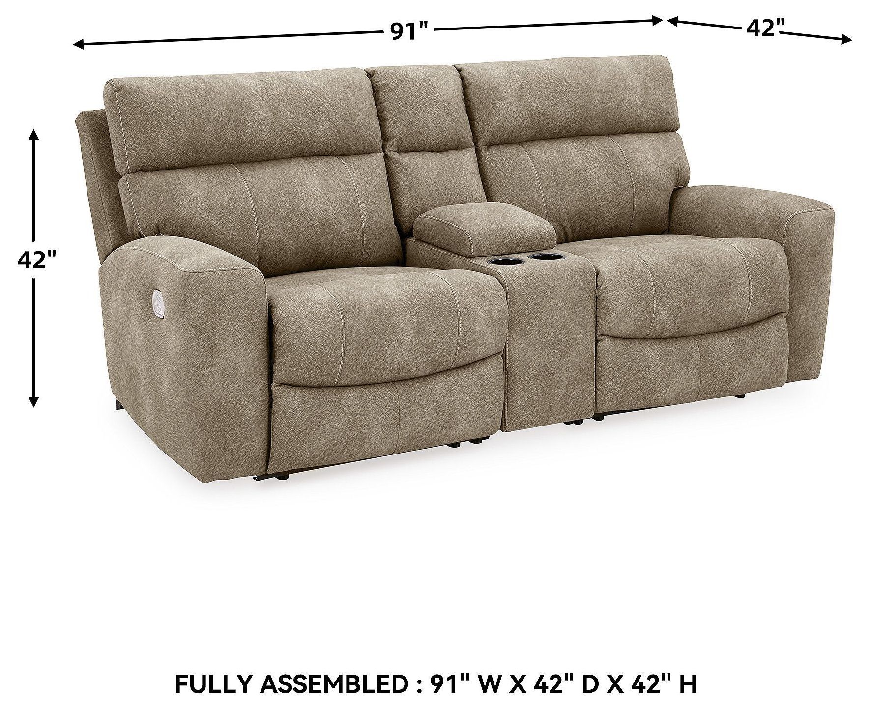 Next-Gen DuraPella Sand Performance Fabric Modular Power Reclining Console Loveseat