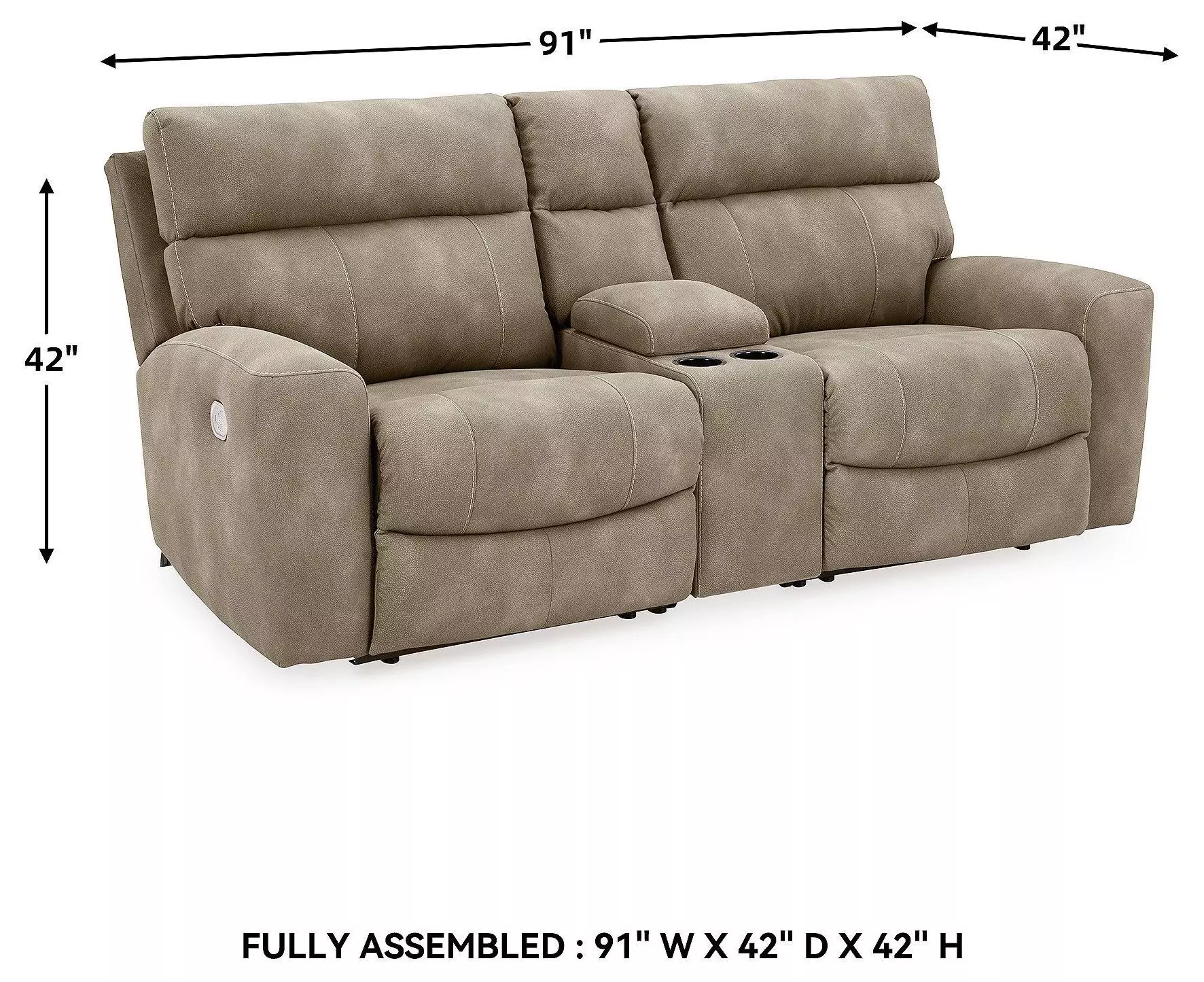Next-Gen DuraPella Sand Performance Fabric Modular 91" Power Reclining Console Loveseat