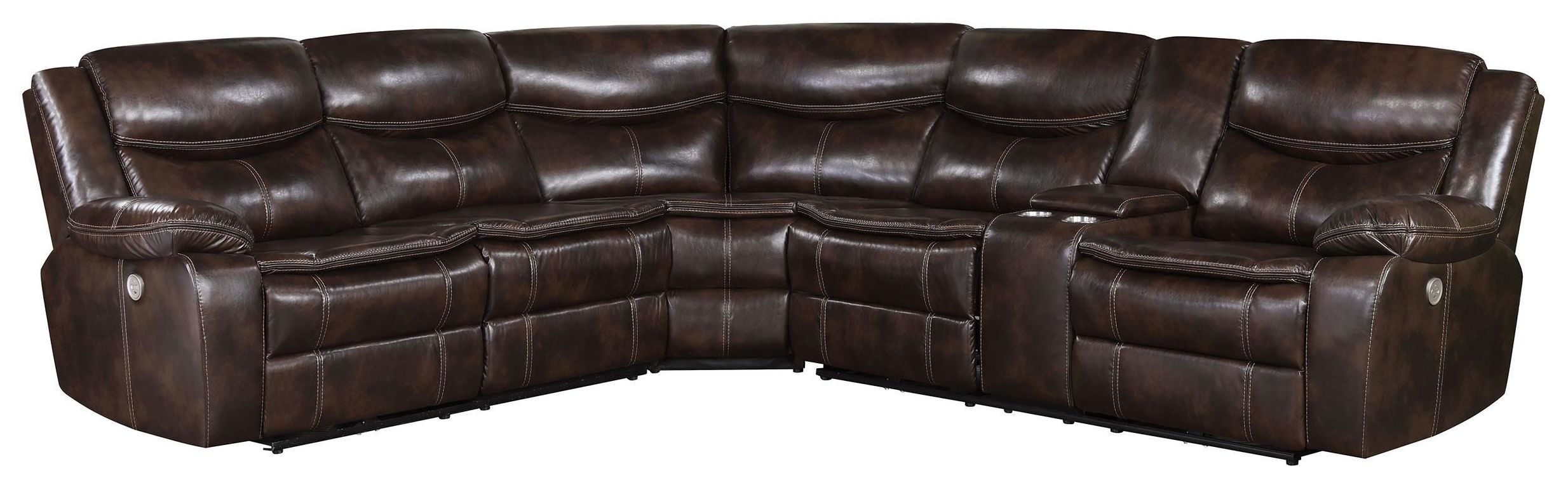 Sycamore Dark Brown Power Reclining Sectional from Coaster