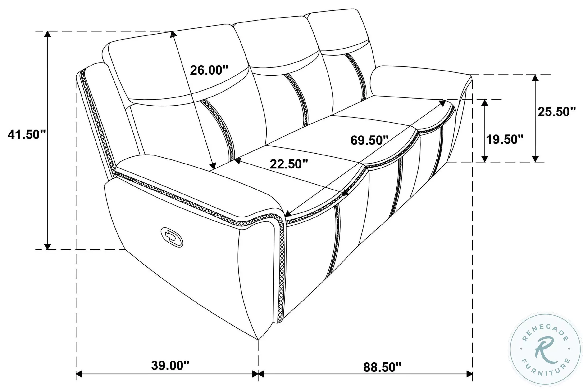 Sloane Blue Reclining 88" Sofa with Drop Down Table
