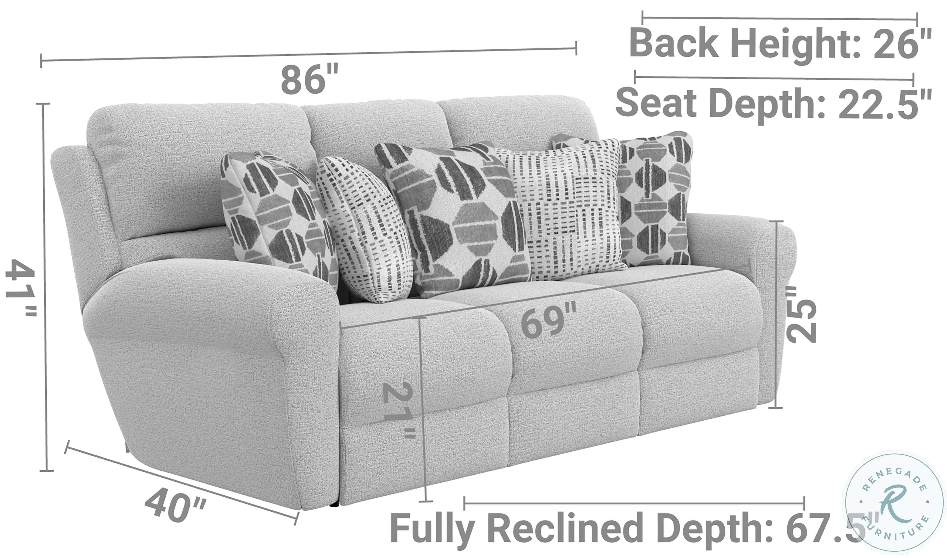Kellen Woodlands Lay Flat Power Reclining 86" Sofa with Zero Gravity