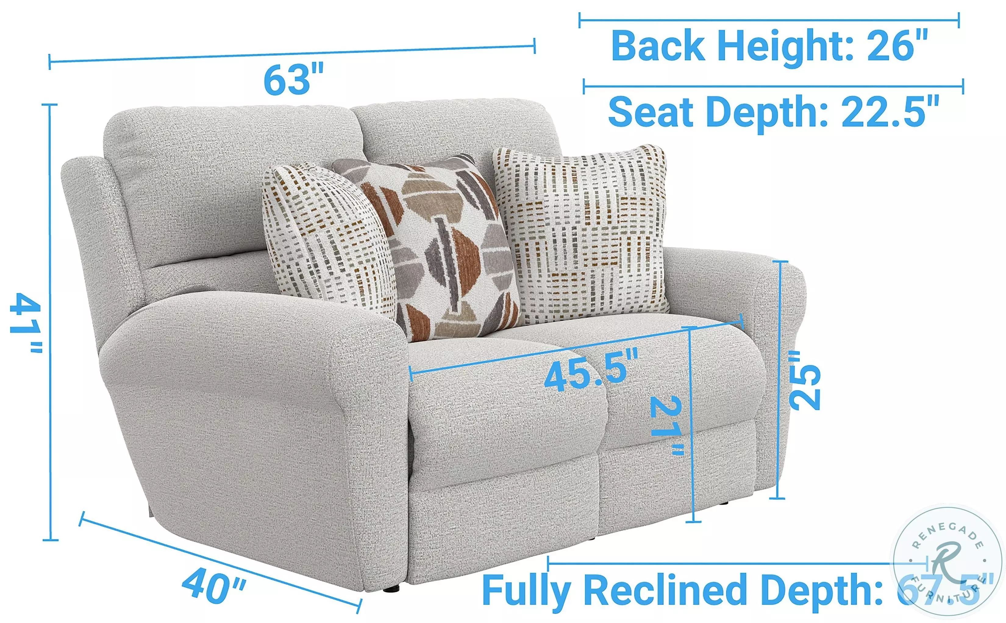 Kellen Ecru Lay Flat Power Reclining 63" Loveseat with Zero Gravity