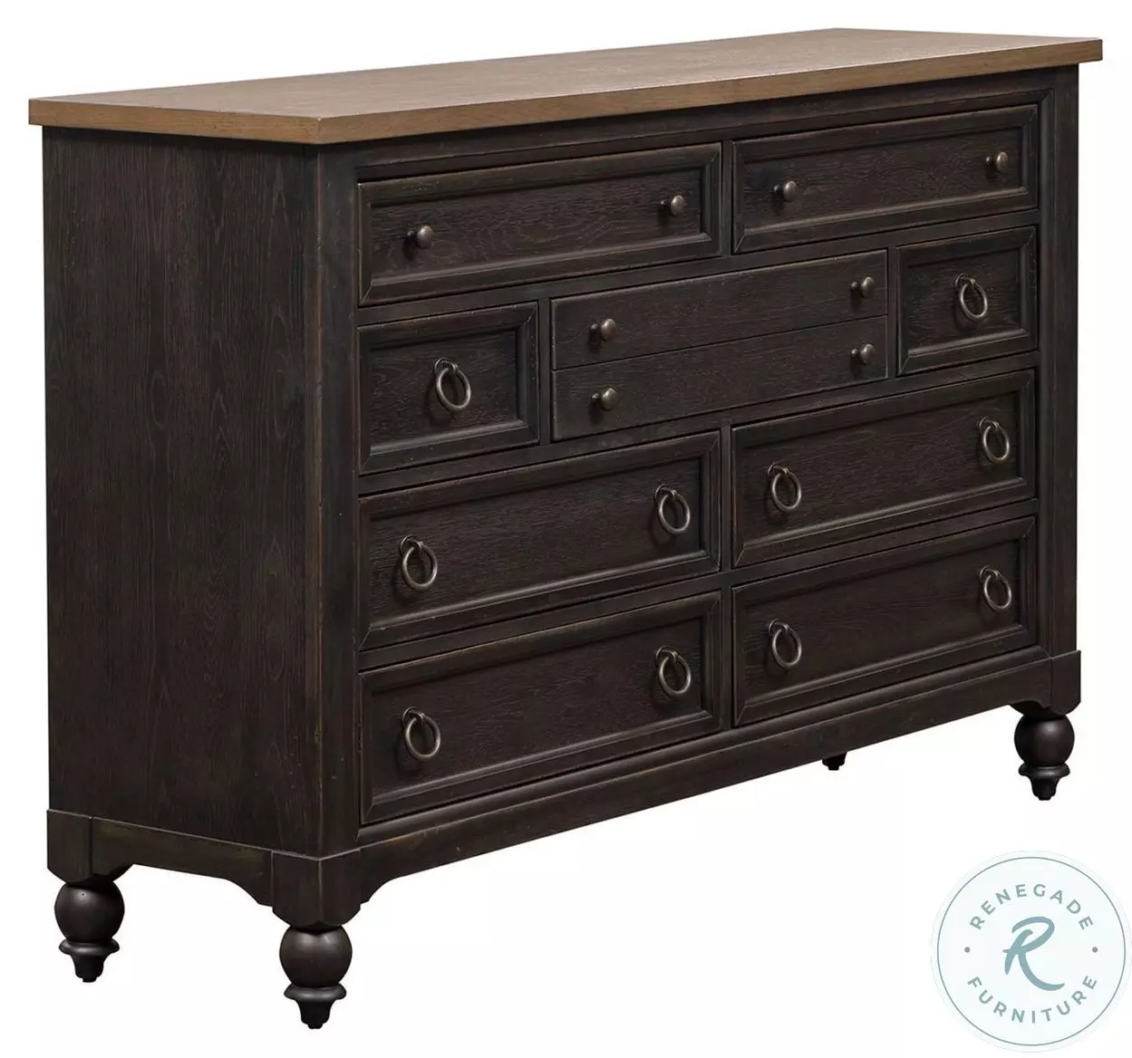 【美品！】Drawer ドゥロワー　アストラカンファーブルゾン　ブラック Americana Farmhouse Black 9 Drawer Dresser From Liberty | Coleman