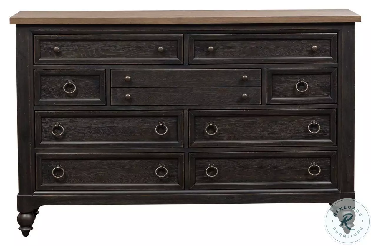 【美品！】Drawer ドゥロワー　アストラカンファーブルゾン　ブラック Americana Farmhouse Black 9 Drawer Dresser From Liberty | Coleman