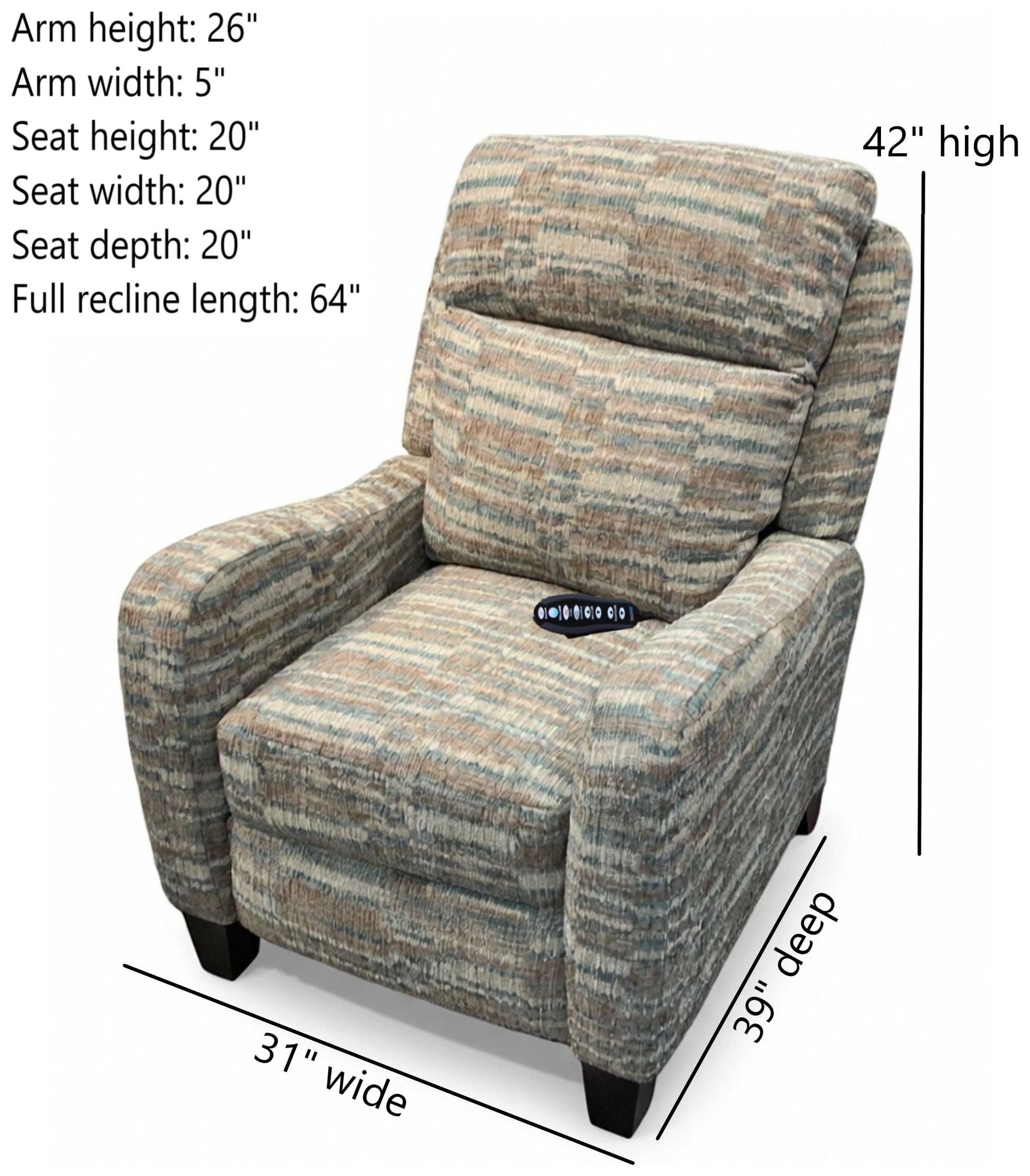 Prestige Watersound Teal Power Headrest Hi-Leg Recliner with USB