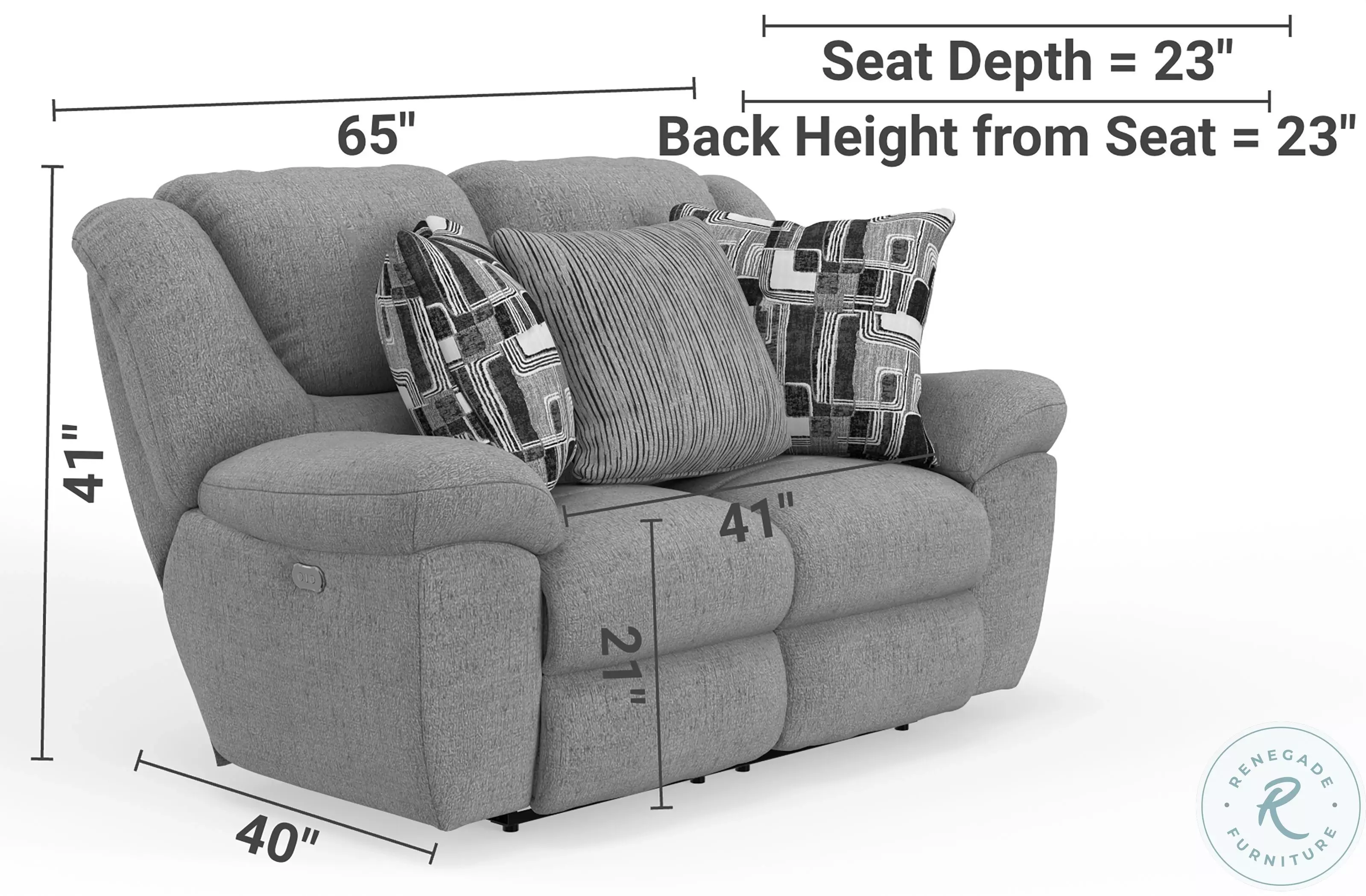 Trifecta Smoke Power Reclining 65" Loveseat