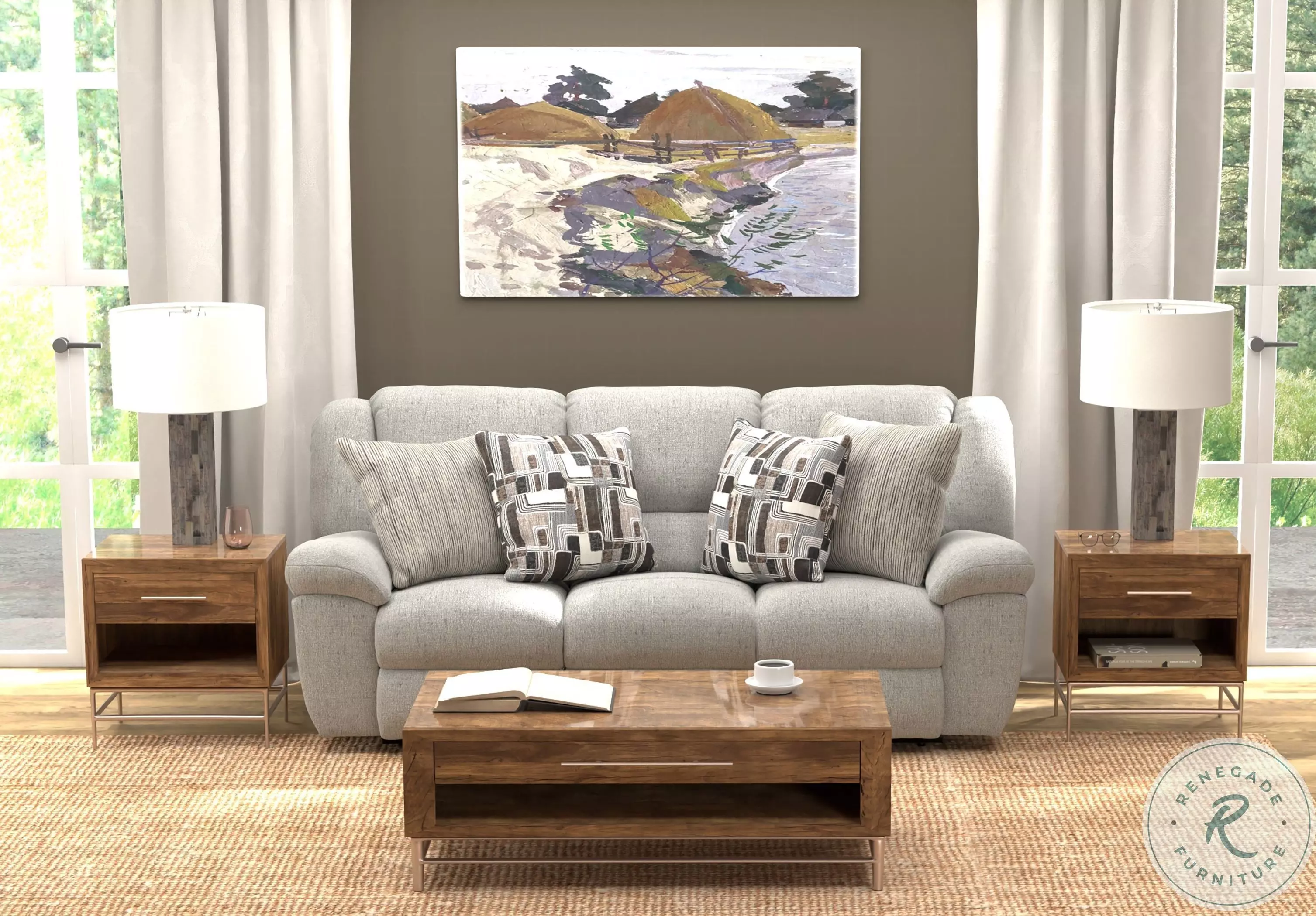 Trifecta Nature Power Reclining Sofa with Drop Down Table From