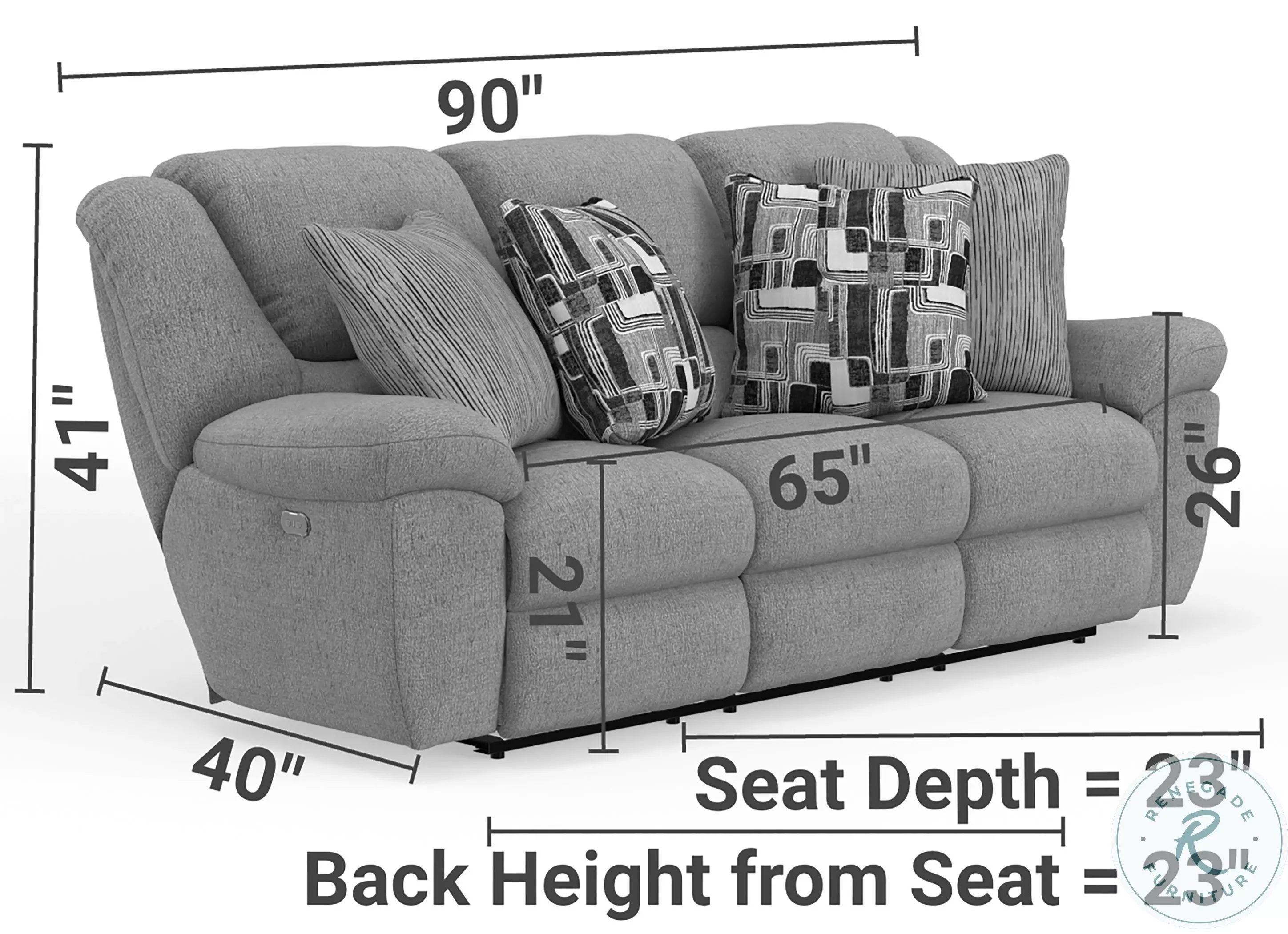 Trifecta Smoke Power Reclining 90" Sofa with Drop Down Table