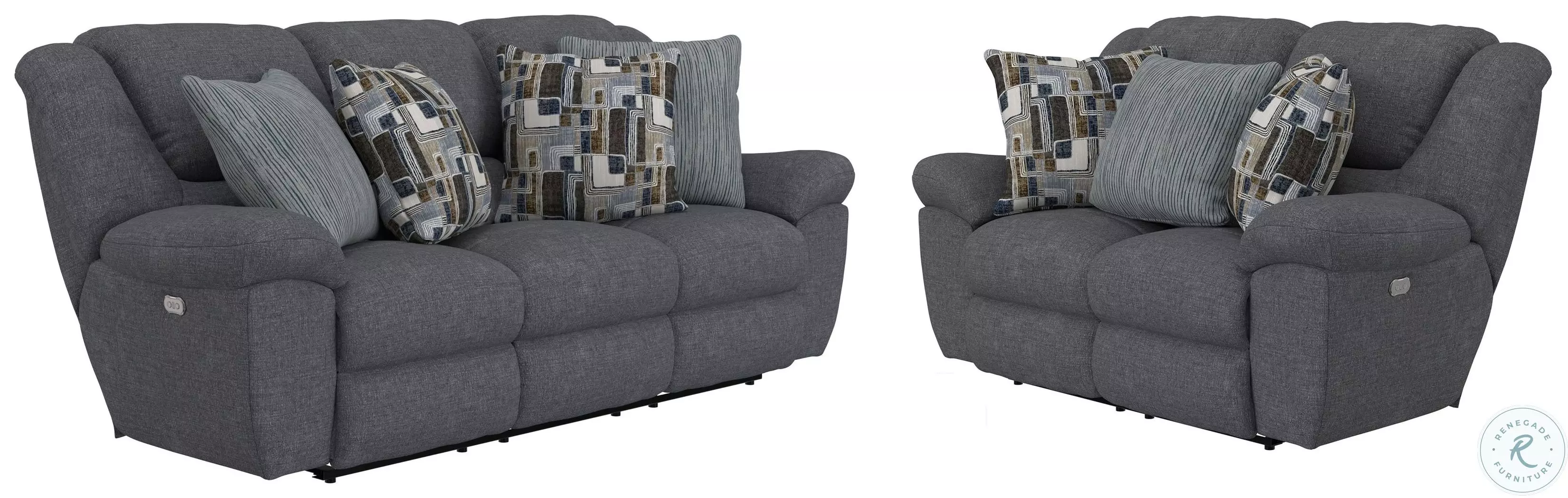 Trifecta Smoke Power Reclining Living Room Set with Drop Down