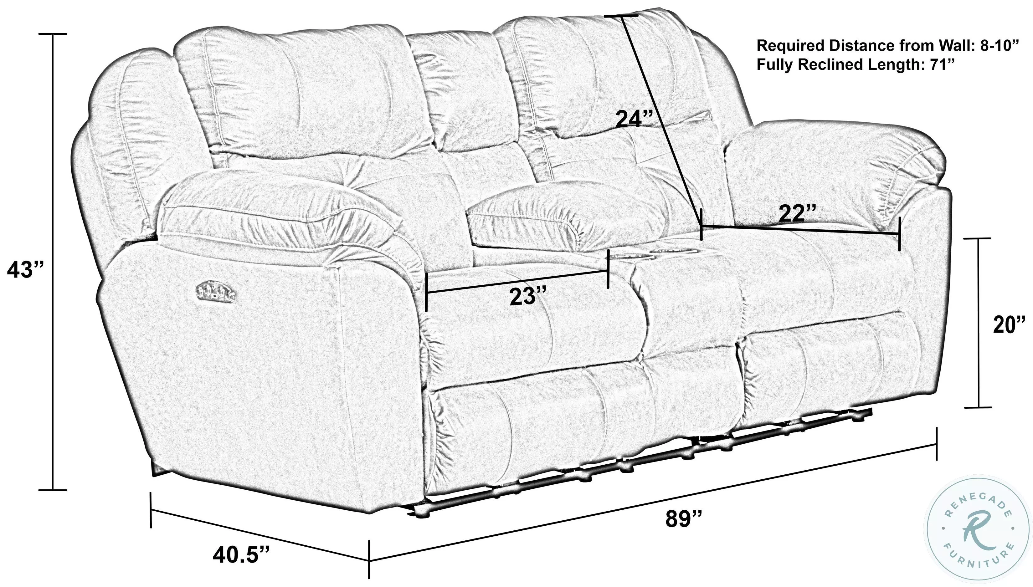 Ferrington Steel Lay Flat Power Reclining 89" Loveseat With Power Headrest And Lumbar