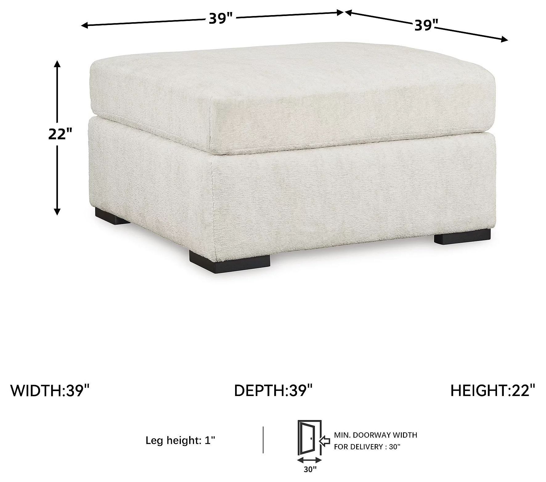 Chessington Ivory Oversized Accent Ottoman