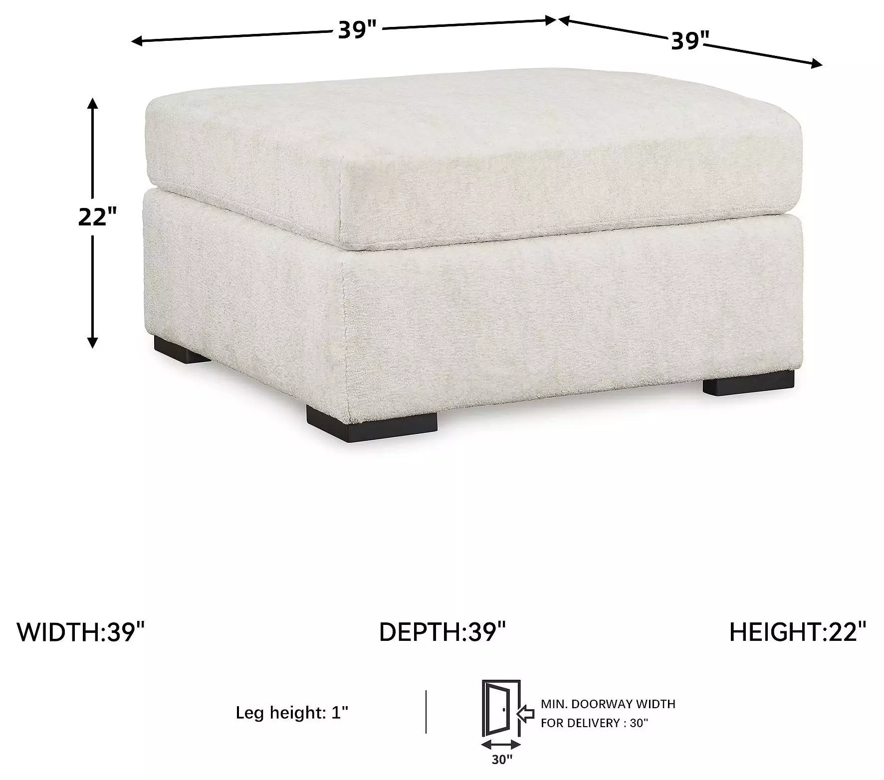 Chessington Ivory Oversized Accent Ottoman
