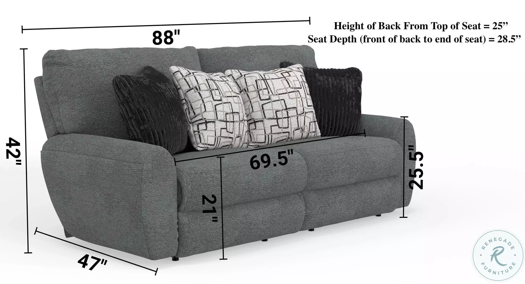 Maxwell Dolphin Deep Seat Power Reclining 88" Sofa