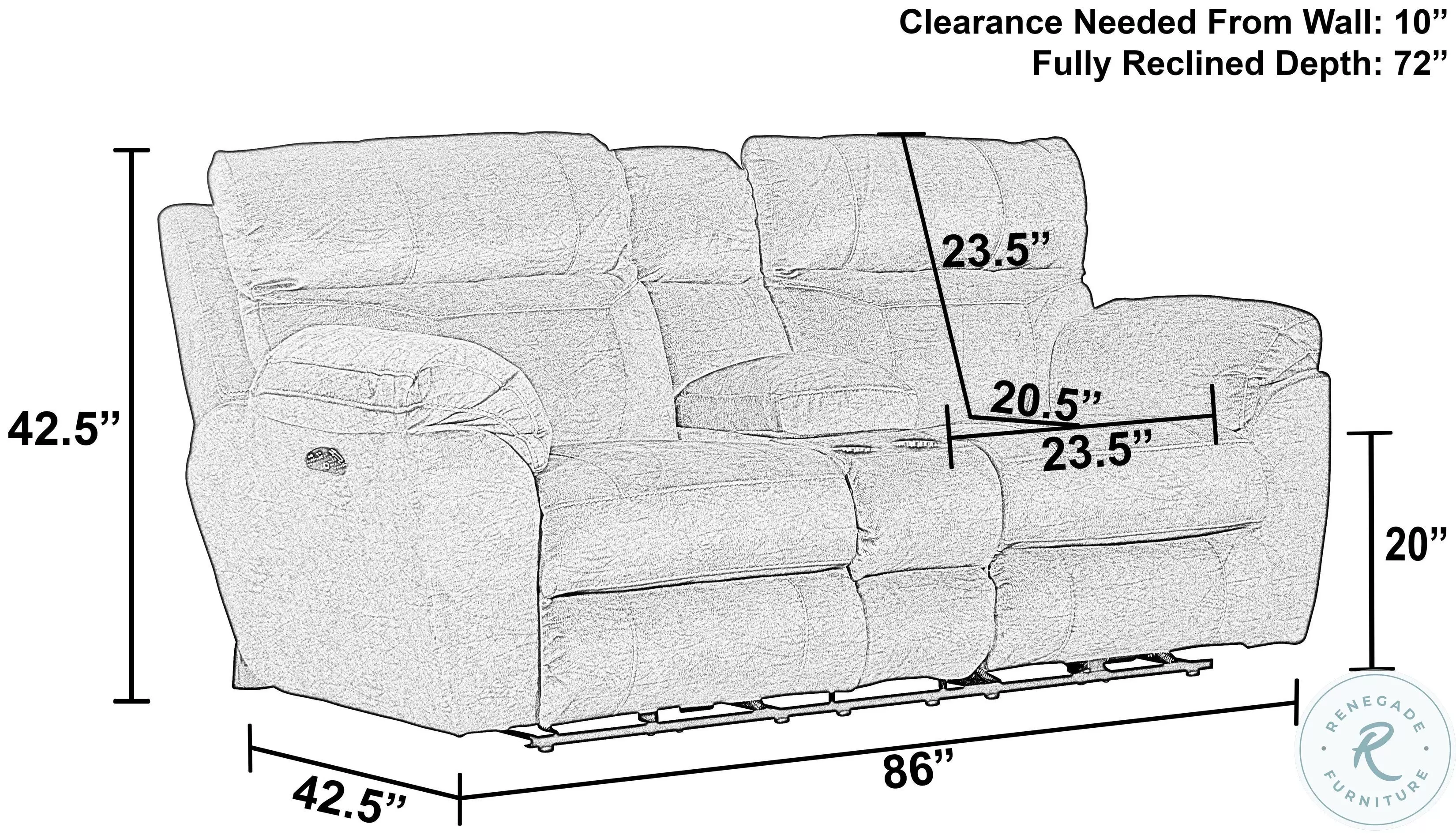 Sedona Mocha Lay Flat Power Reclining Console 86" Loveseat With Power Headrest