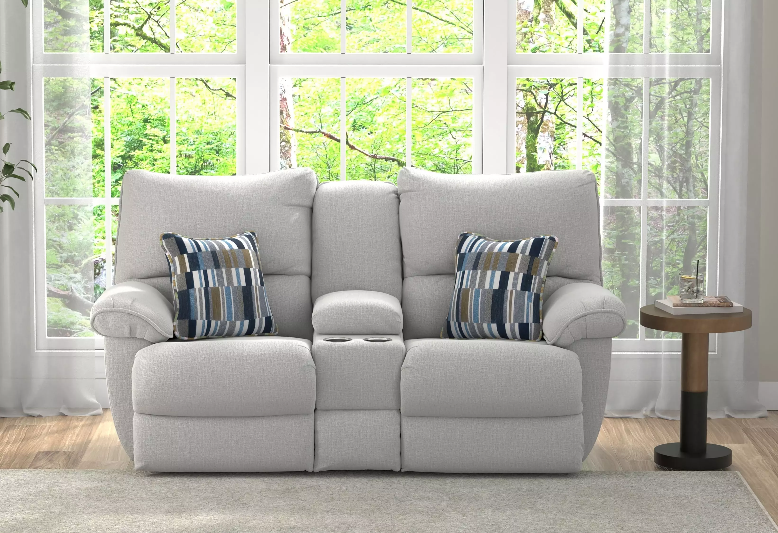 Lenny Winter Power Lay Flat Reclining Console Loveseat From