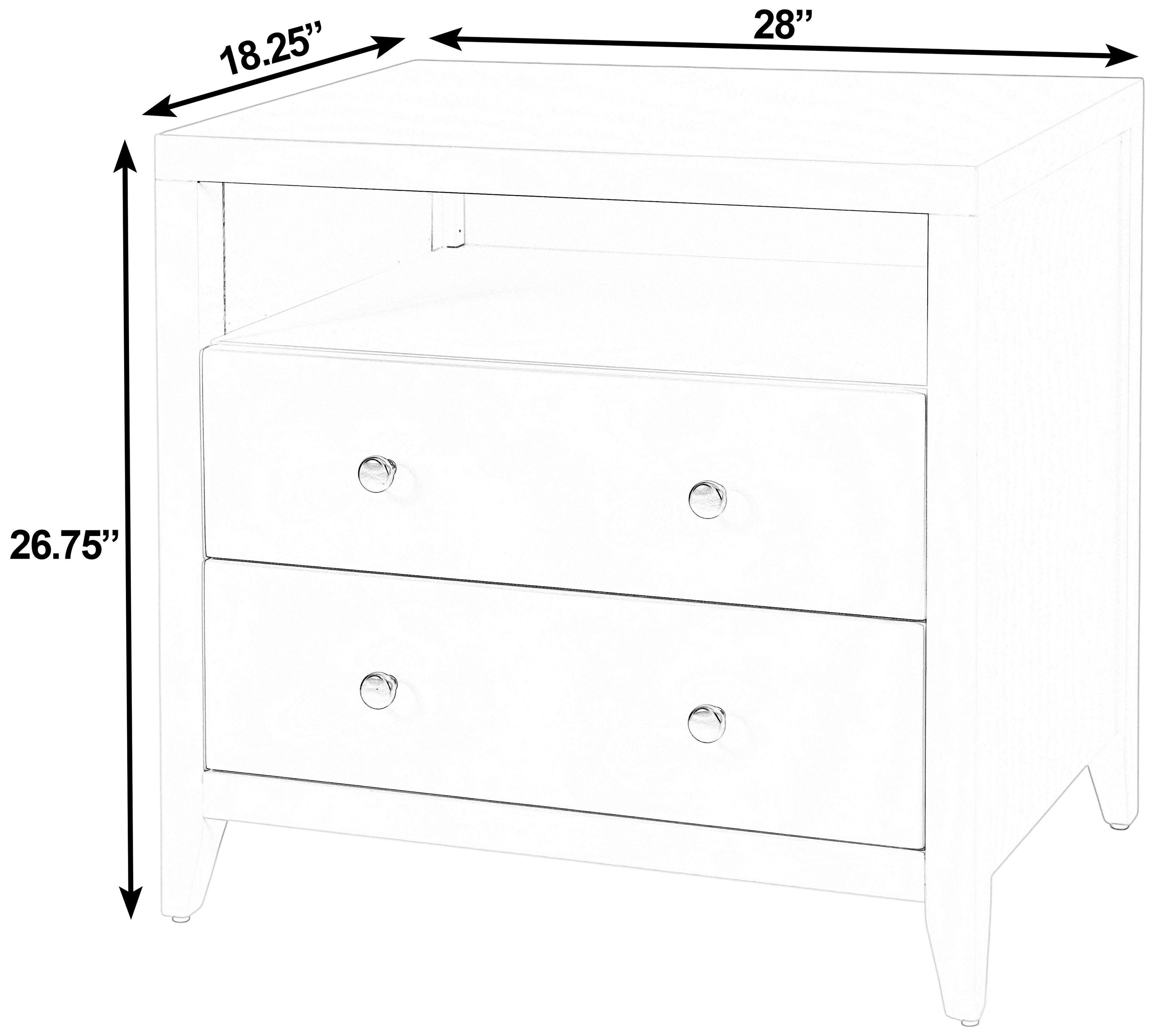 Dana Smooth White 2 Drawers Nightstand
