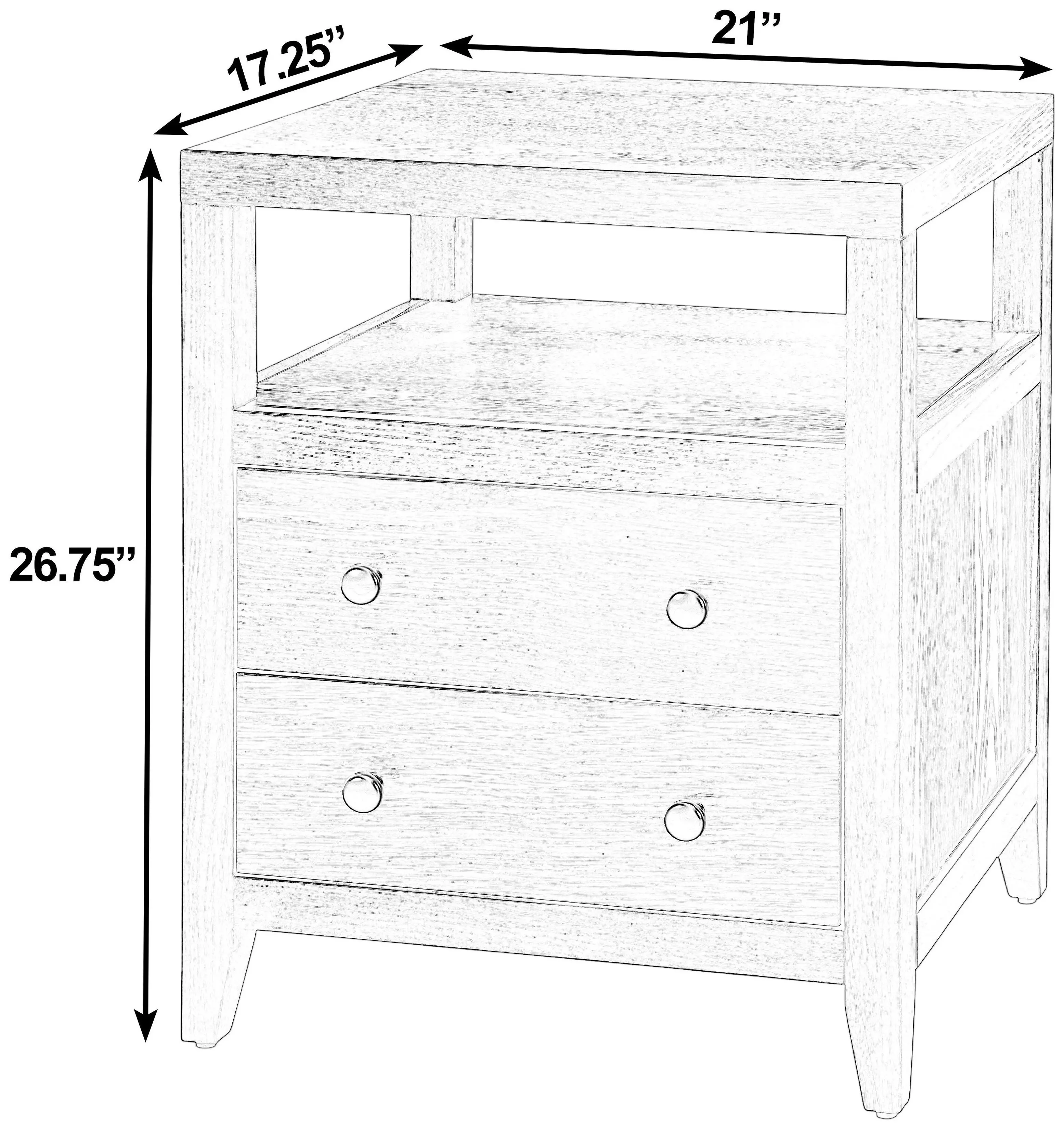 Dana Antique Taupe 2 Drawers Nightstand with Top Shelf