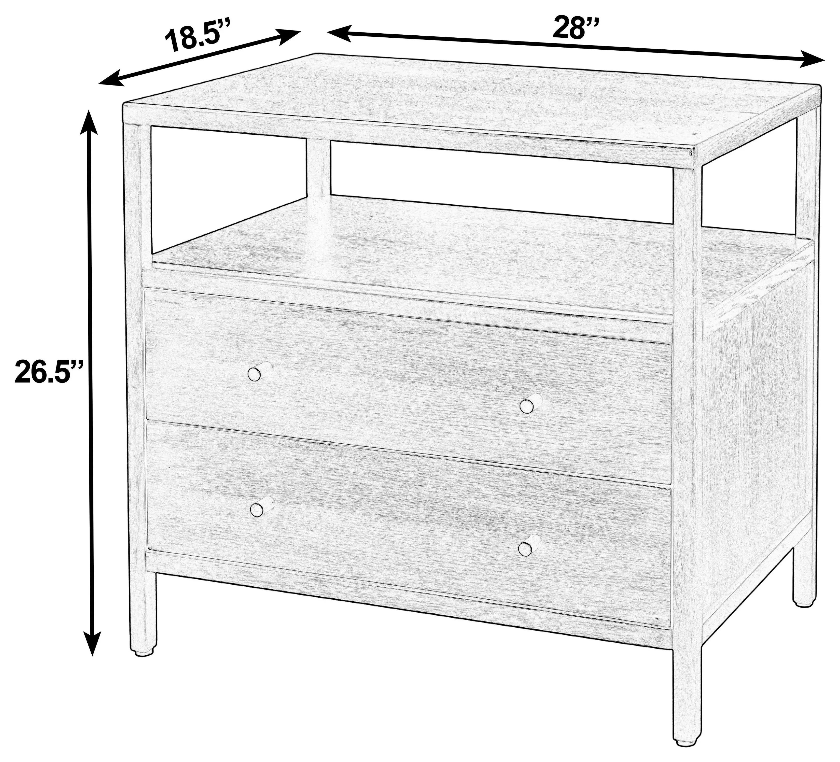 Mendel Black 2 Drawer Open 28" Nightstand