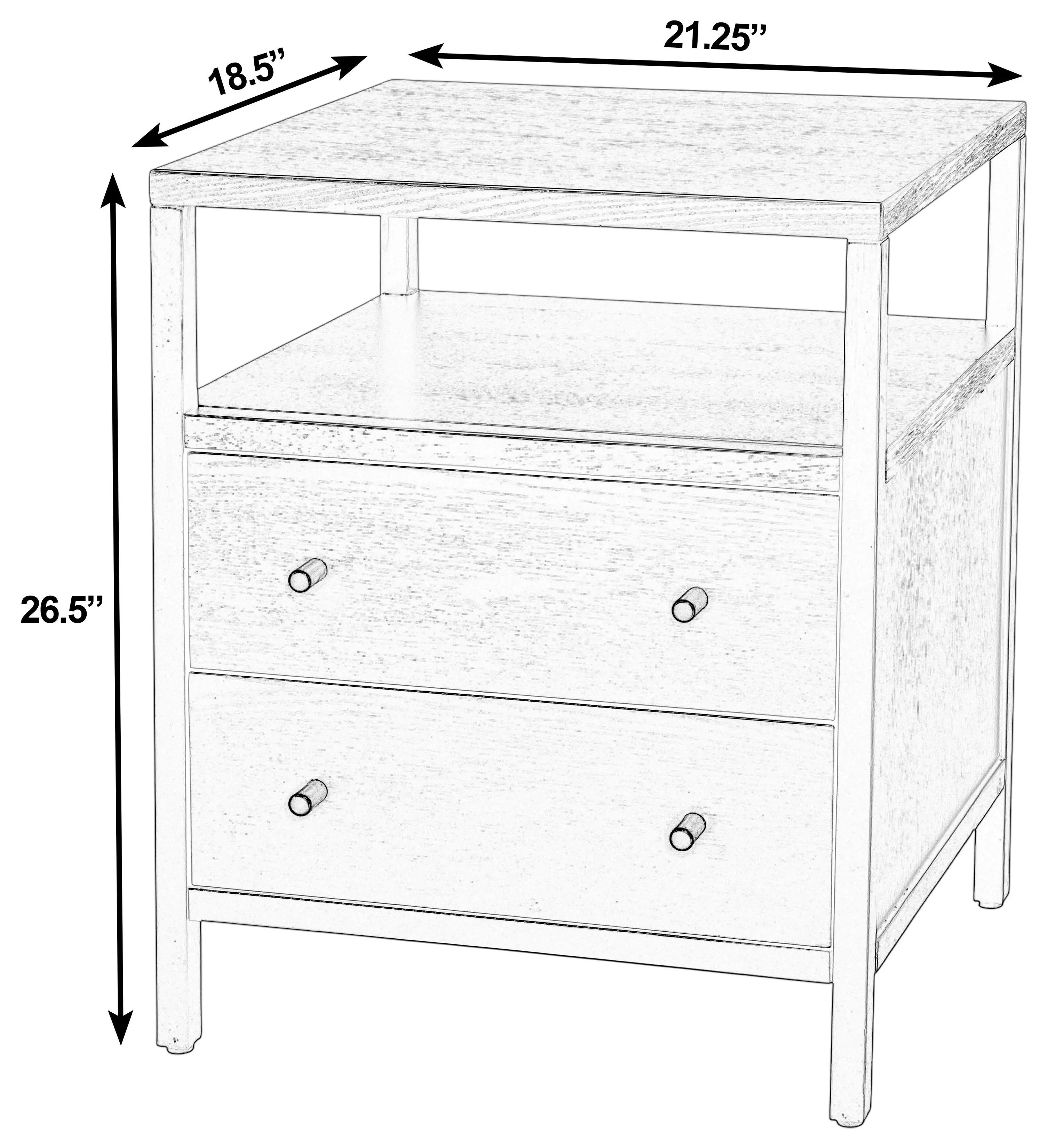 Mendel Black 2 Drawer Open Nightstand