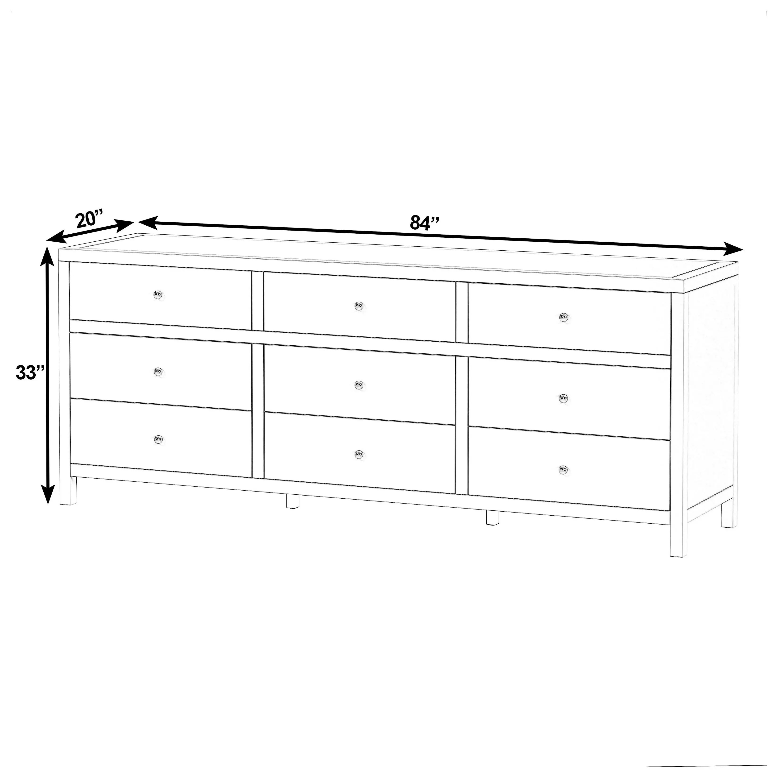Nora Light Oak 9 Drawer Dresser