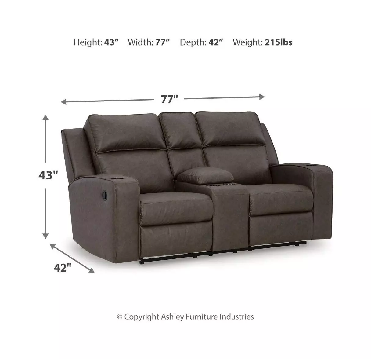 Lavenhorne Granite 77" Reclining Console Loveseat