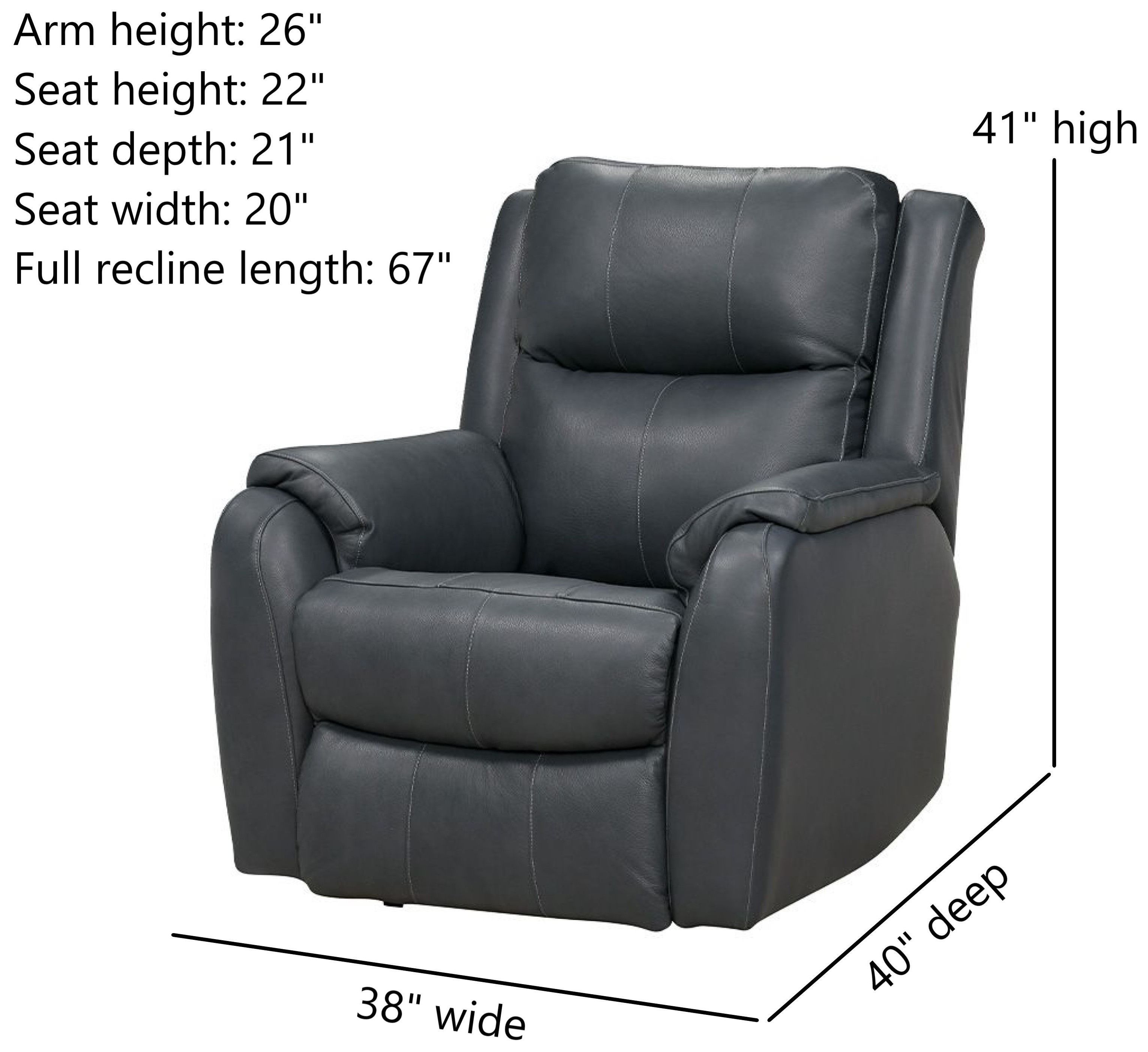 Marquis Horizon Leather Rocker Power Recliner with USB Charging