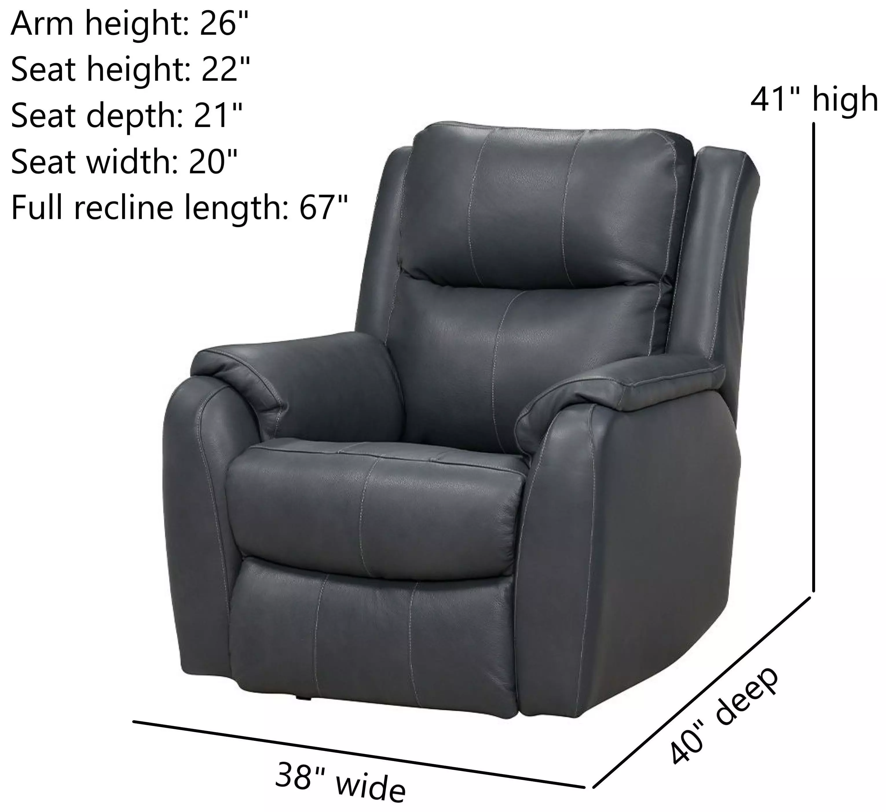 Marquis Horizon Leather Rocker Power Recliner with Power Headrest and USB Charging
