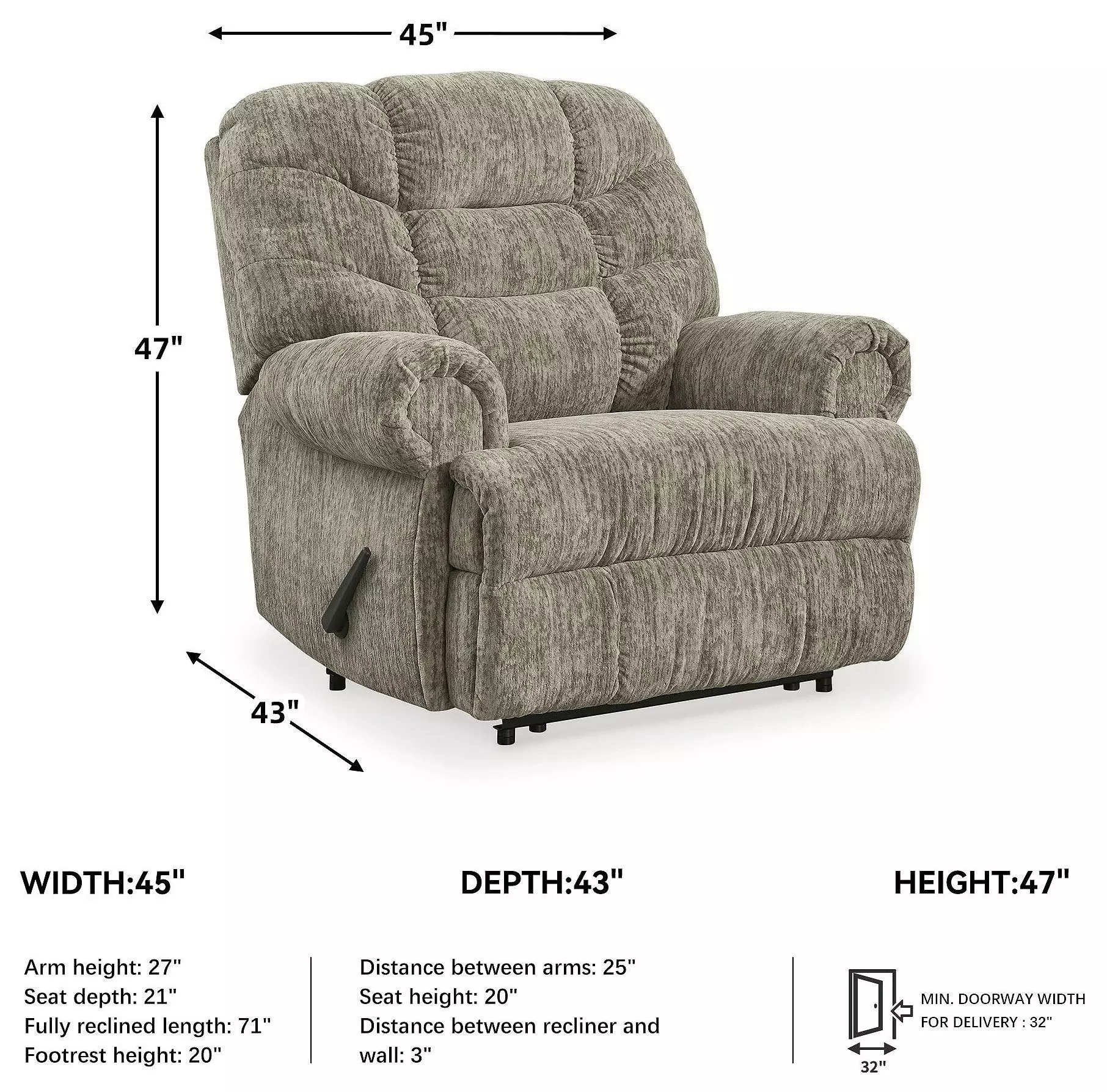 Movie Man Taupe Zero Wall Recliner
