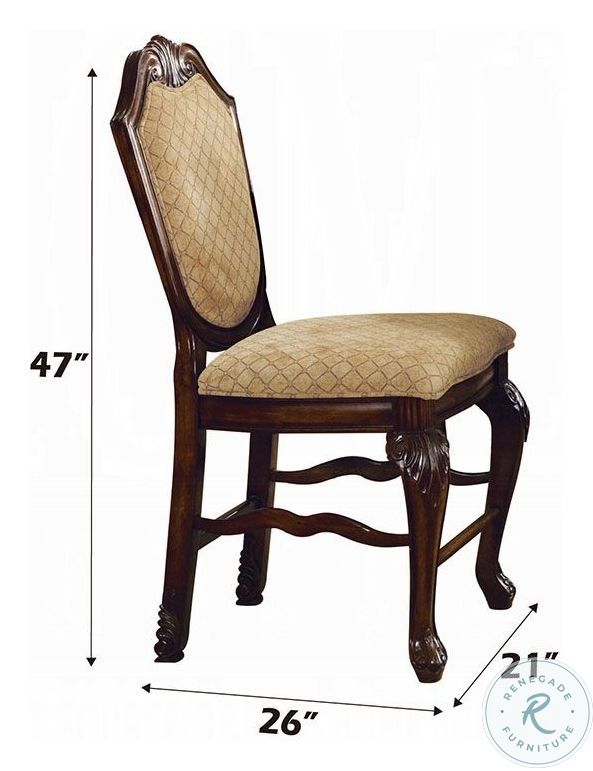 Chateau De Ville Fabric and Espresso Counter Height Chair Set of 2