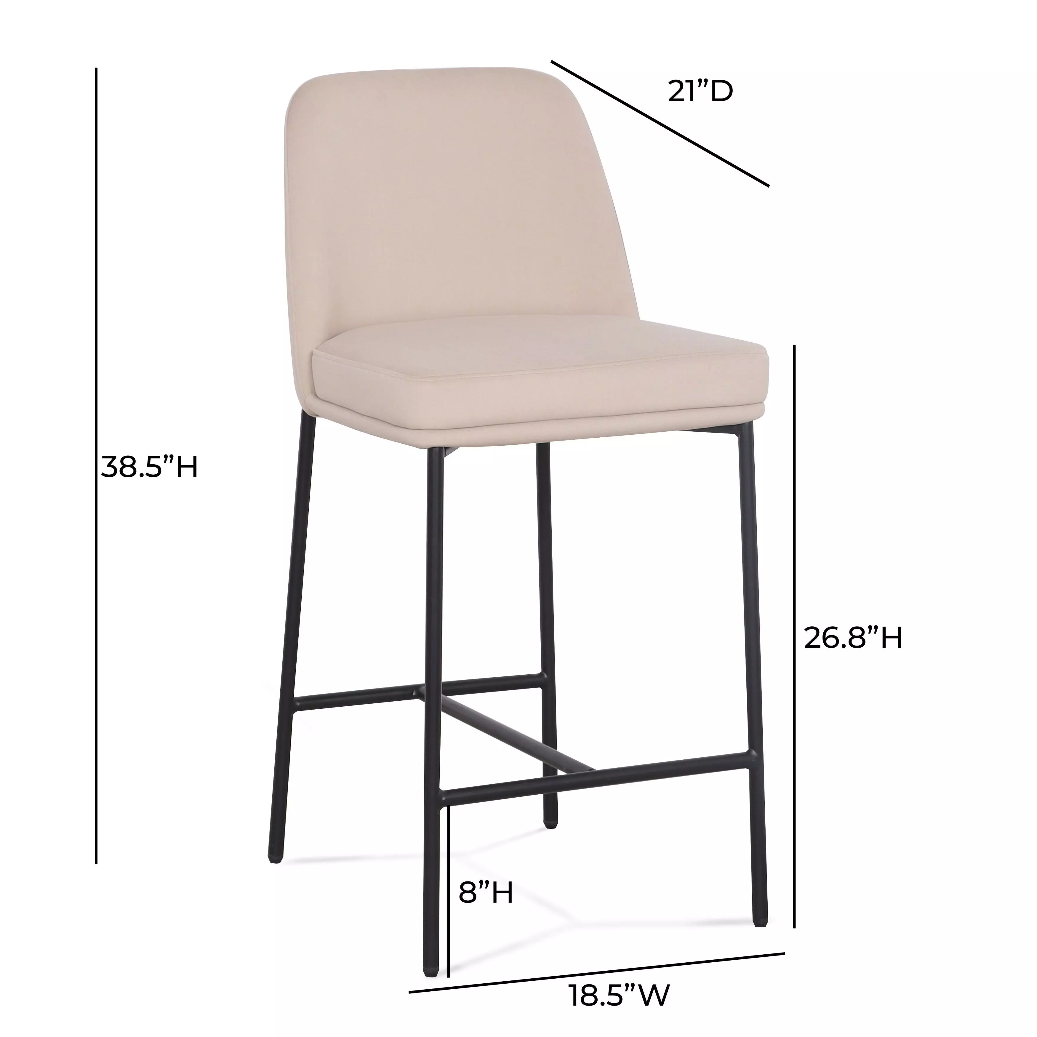 Sydney Taupe Performance Fabric Upholstered Counter Height Stool Set of 2