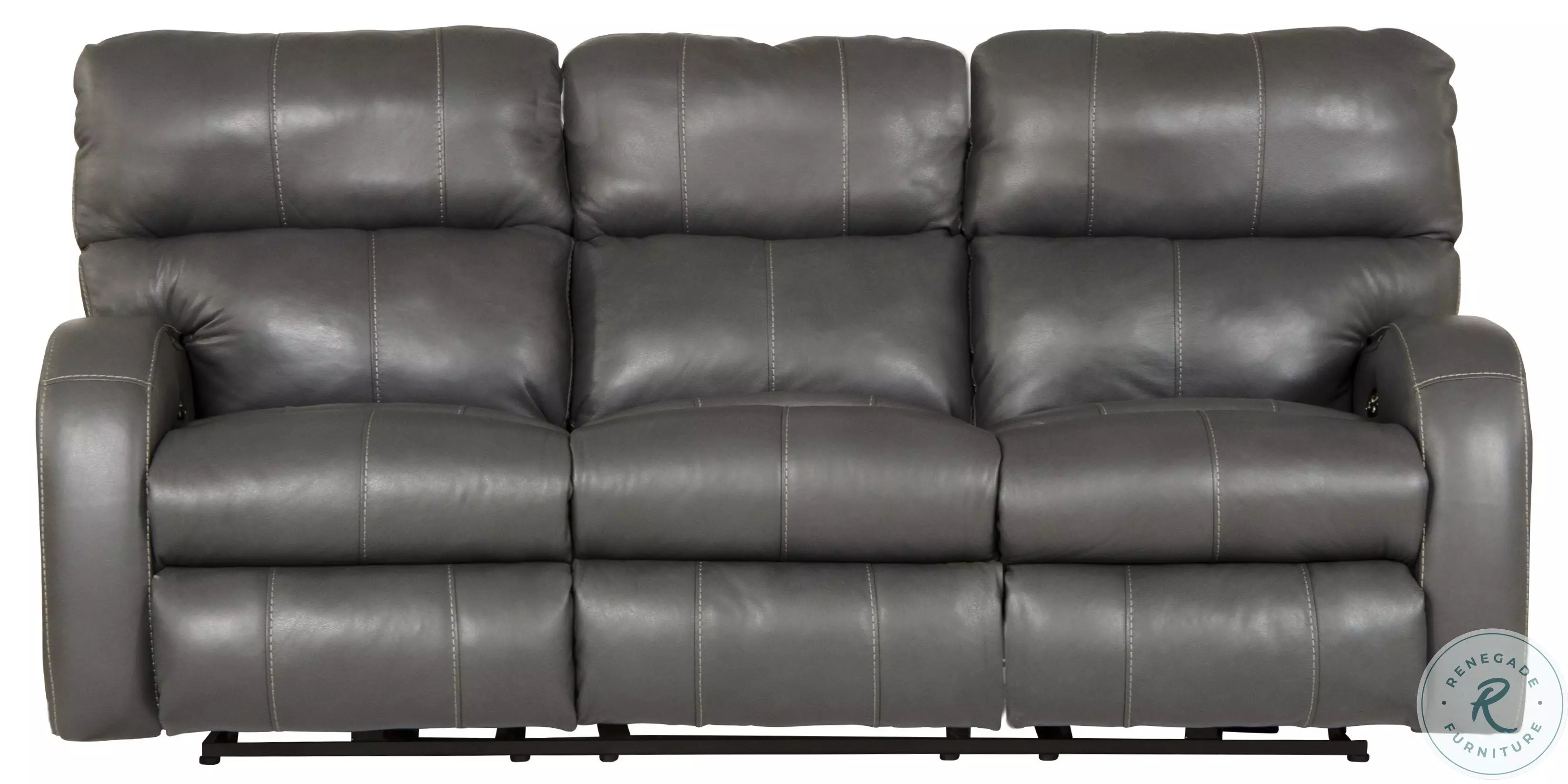 LPL オートパンヘッド Angelo Gunmetal Lay Flat Power Reclining Sofa with Power Headrest