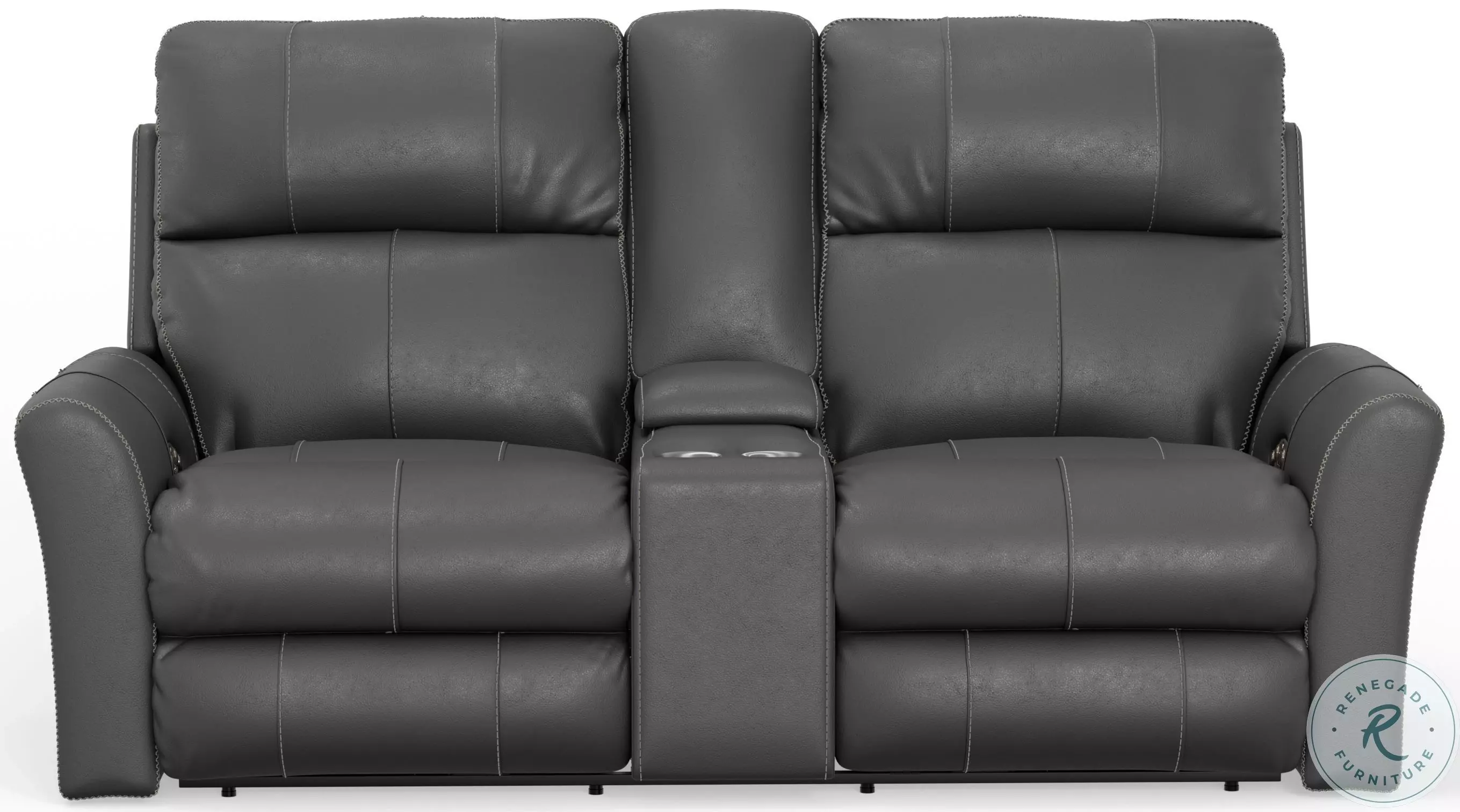 Fredda Anthracite Lay Flat Power Reclining Console Loveseat with