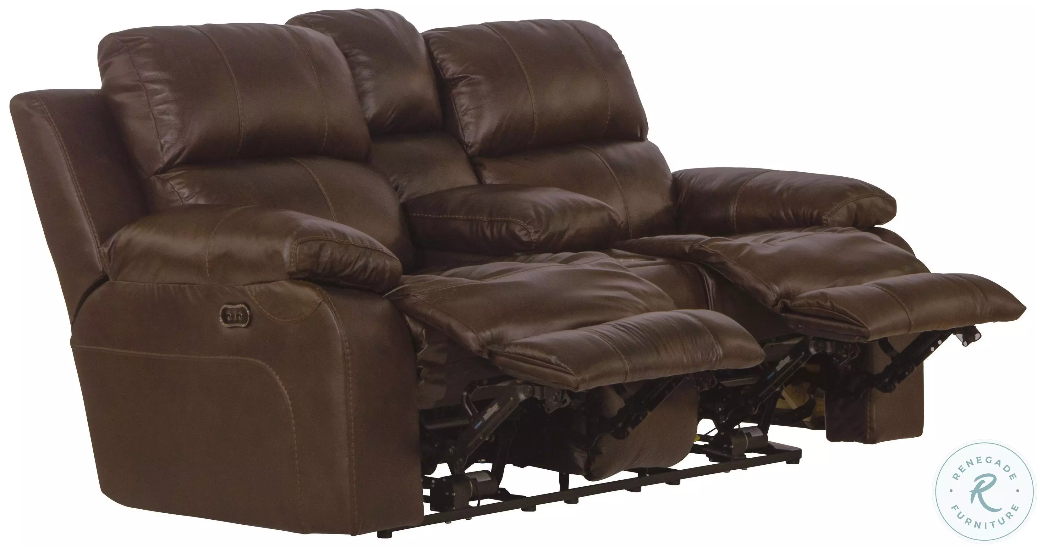 Positano Cocoa Power Reclining Console Loveseat With Storage from