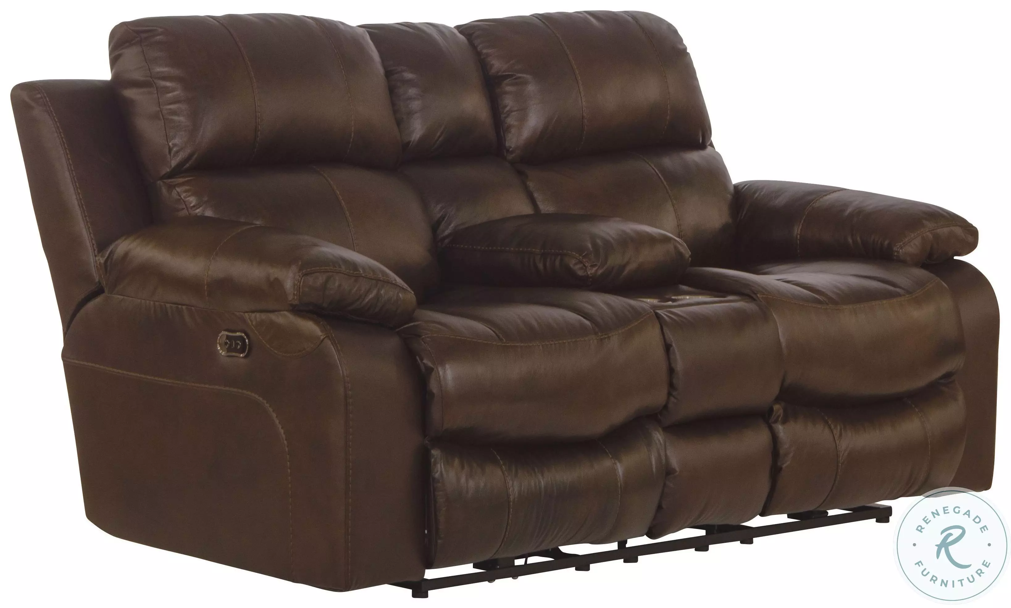 Positano Cocoa Power Reclining Console Loveseat With Storage from