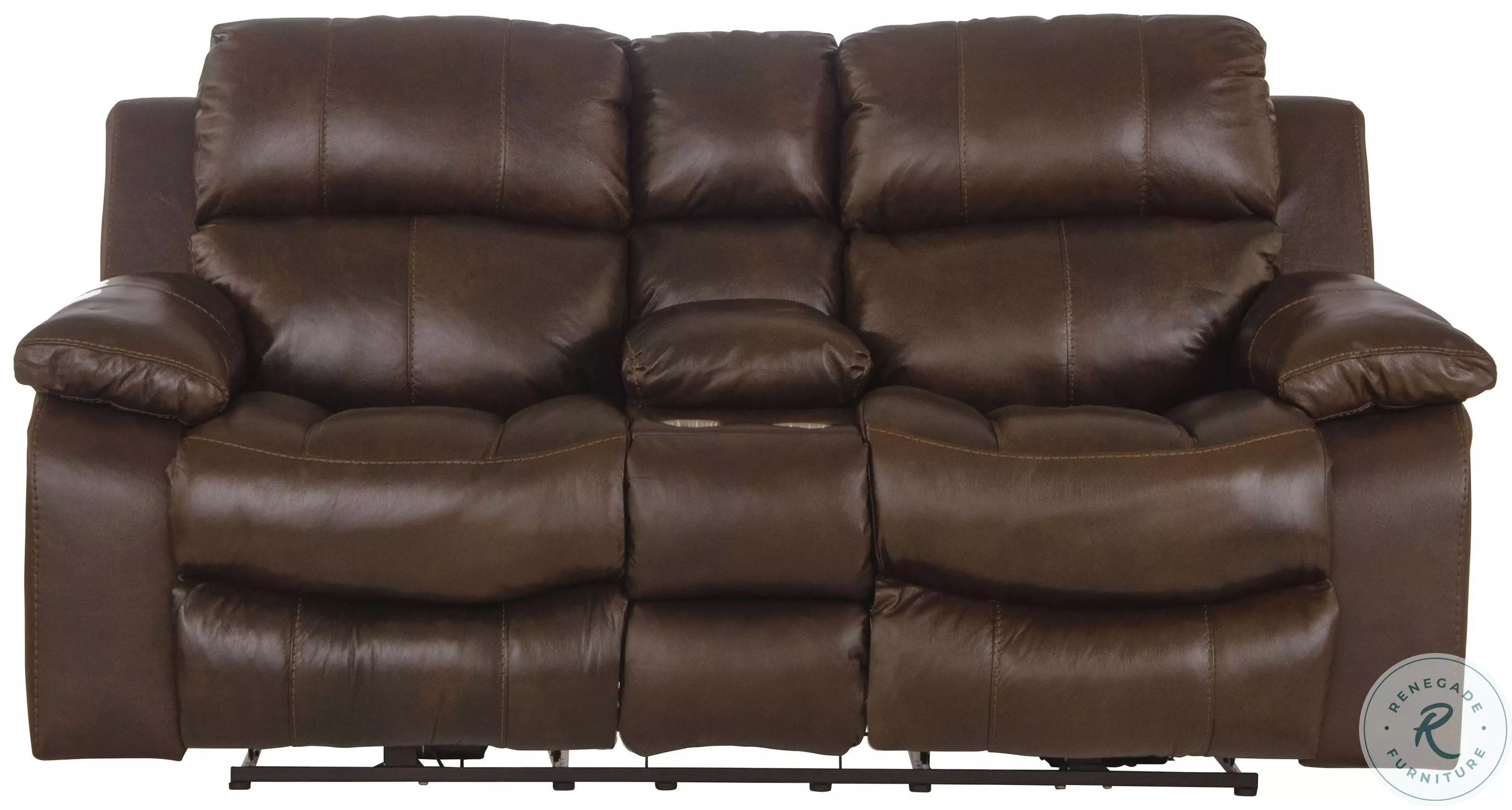Positano Cocoa Power Reclining Console Loveseat With Storage from