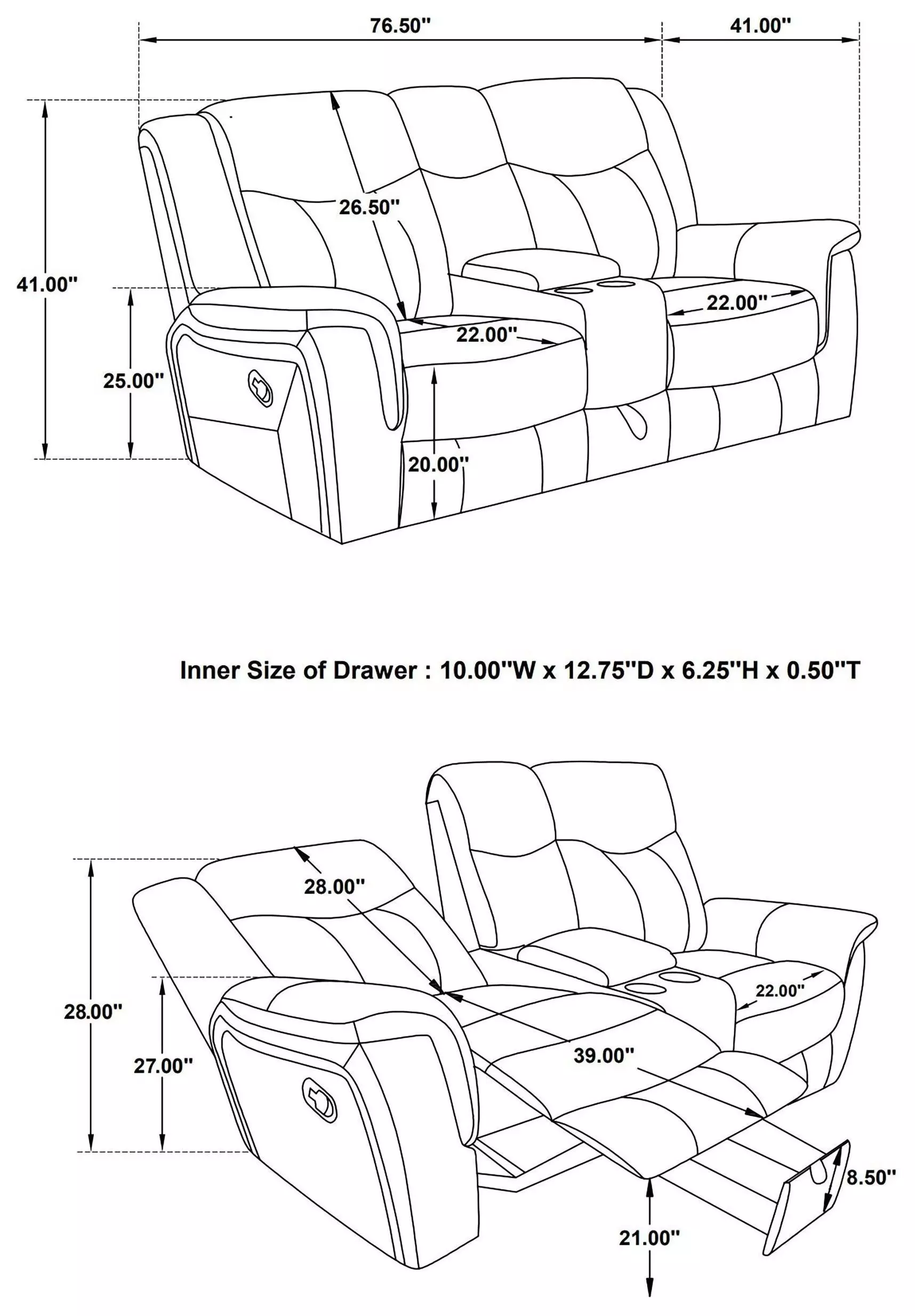 Conrad Gray 77" Reclining Loveseat