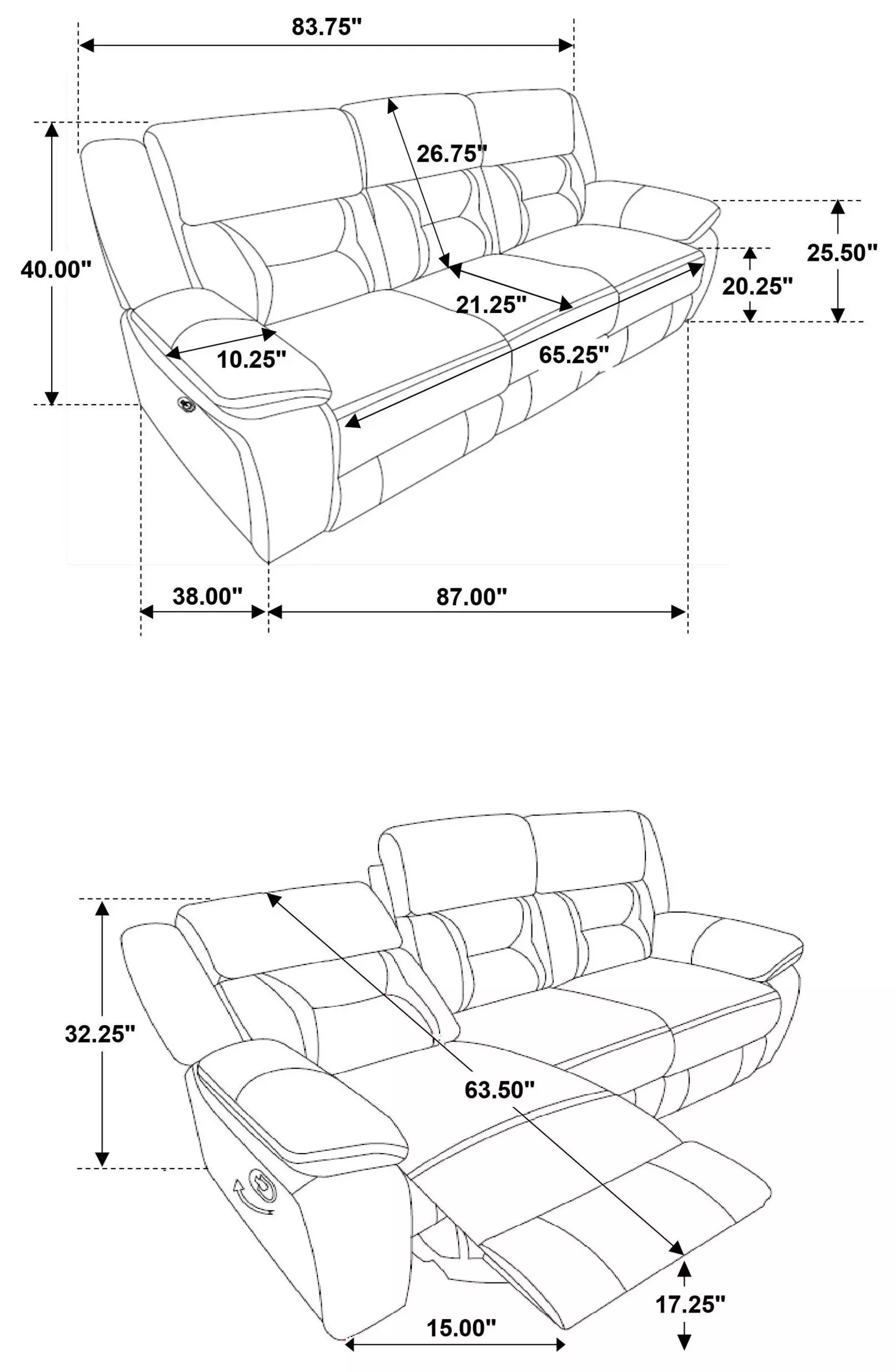 Greer Dark Brown Reclining 87" Sofa
