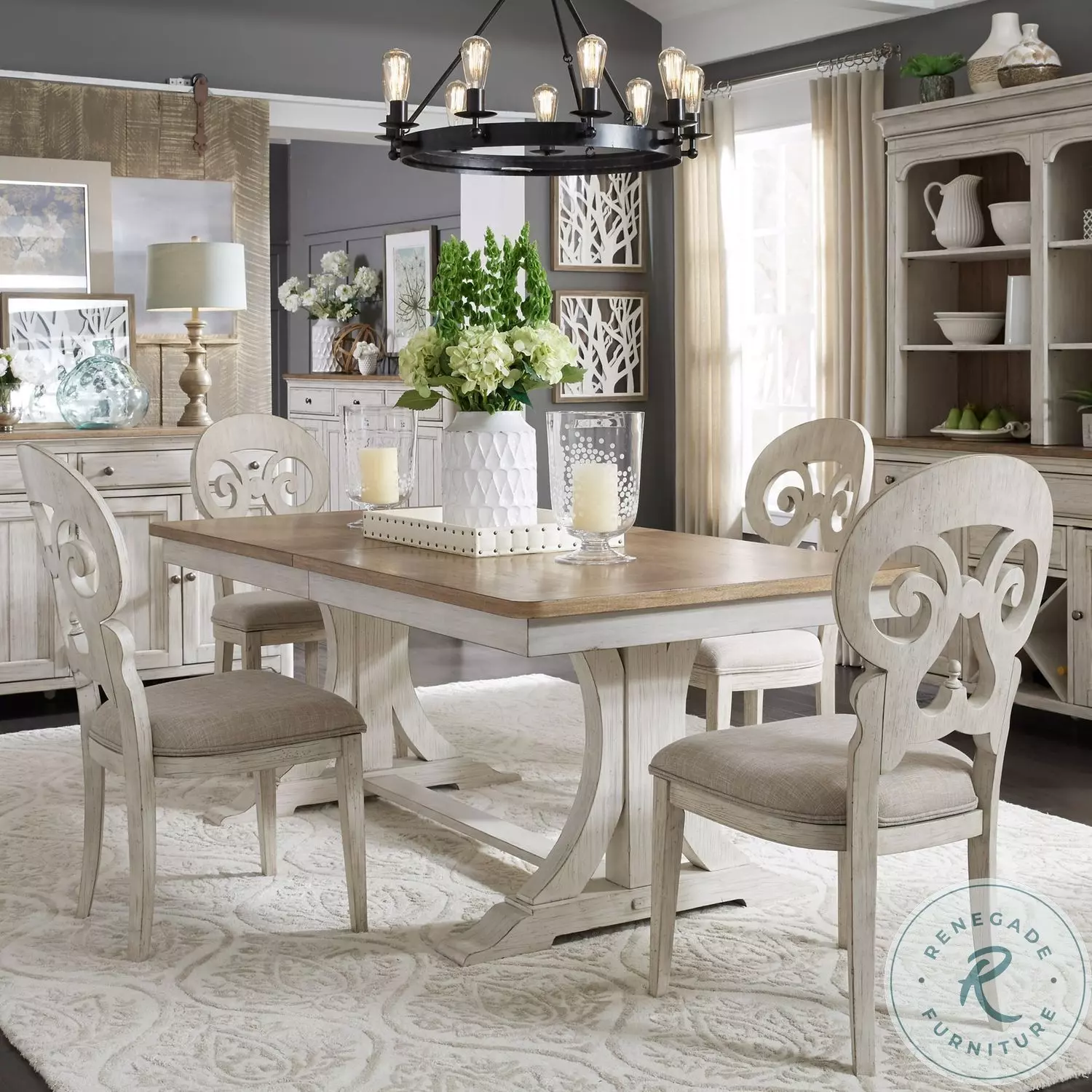 Farmhouse Reimagined Antique White And Chestnut Trestle