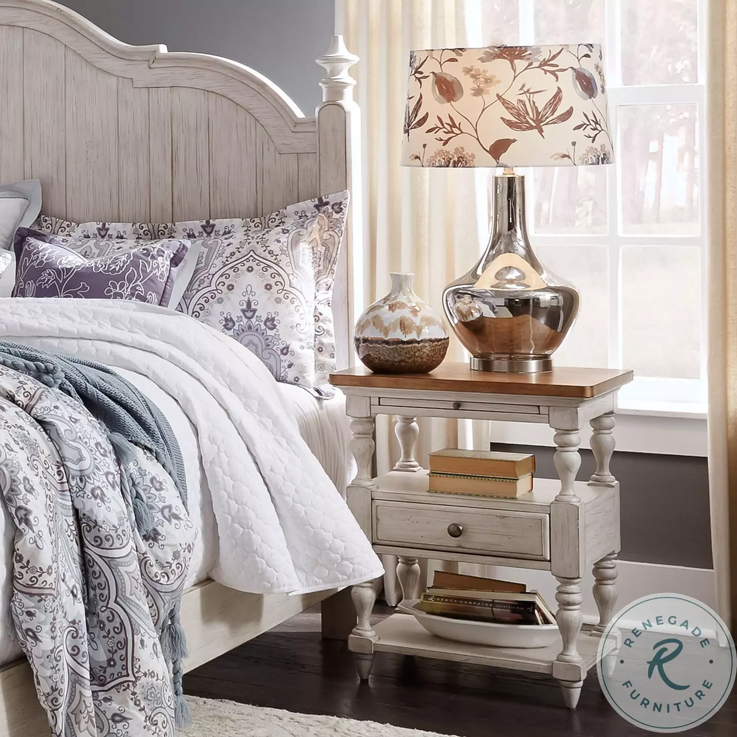 Farmhouse Reimagined Antique White 1 Drawer Nightstand from