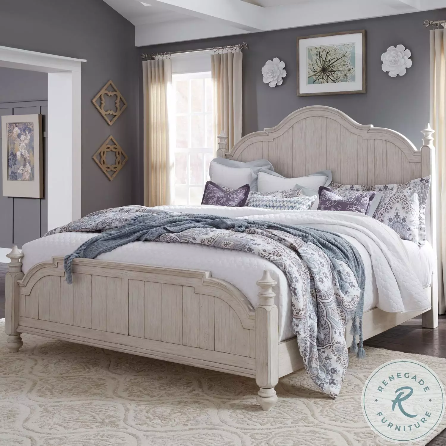 Farmhouse Reimagined Antique White Queen Poster Bed from Liberty