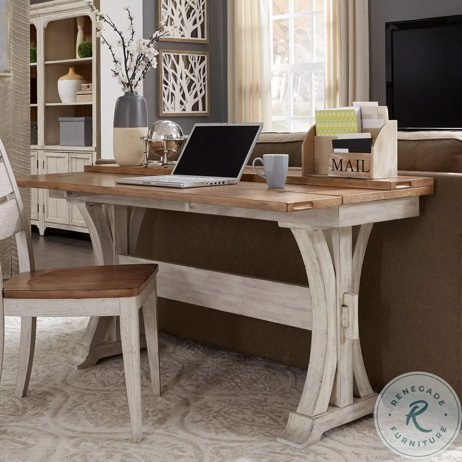 Farmhouse Reimagined Antique White And Chestnut Flip Lid Sofa