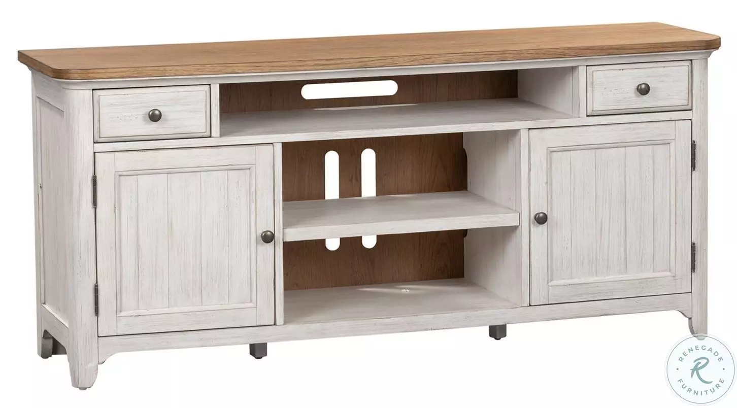 Rustic Haven Reimagined Antique White And Chestnut TV Stand From ...