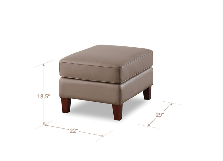 Arden Taupe Leather Upholstered Rectangular Ottoman