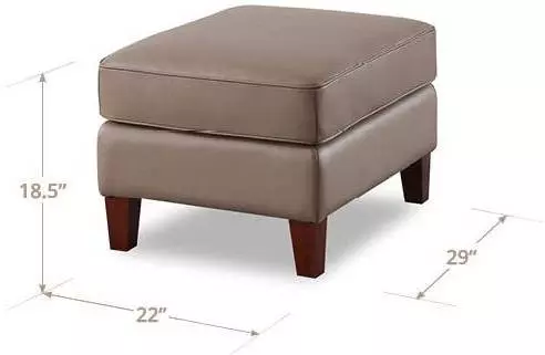 Arden Taupe Leather Upholstered Rectangular Ottoman